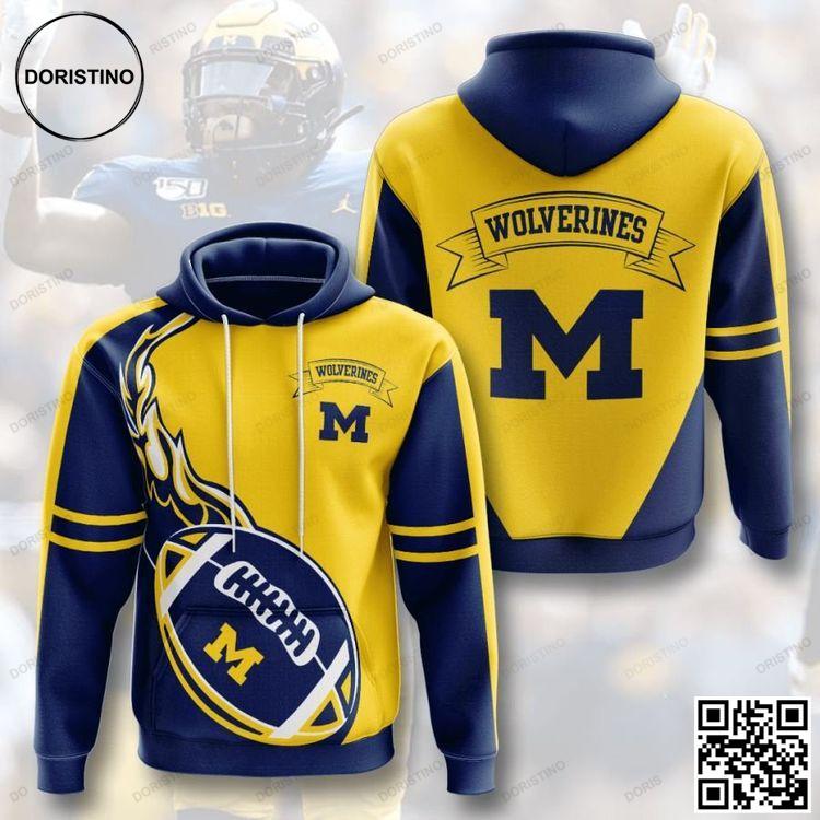 Michigan Wolverines No1168 Custom Awesome 3D Hoodie
