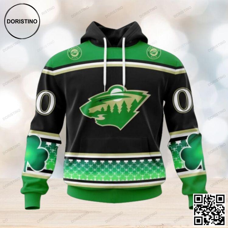 Minnesota Wild Specialized Hockey Celebrate St Patricks Day All Over Print Hoodie