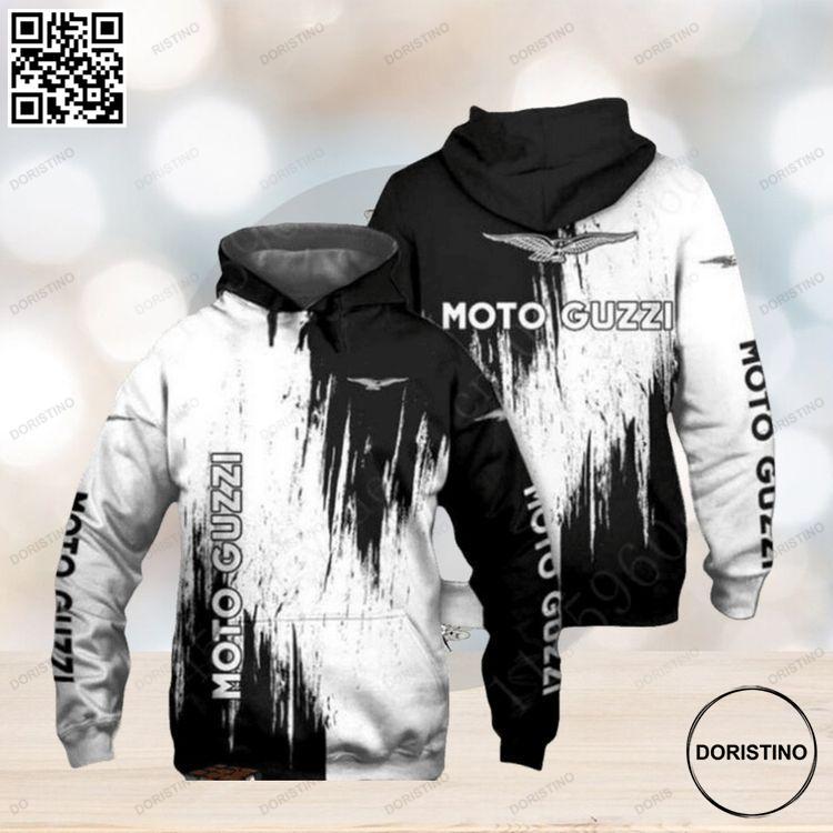 Moto Guzzi White Black Pullover All Over Print Hoodie Moto Guzzi White Black Pullover All Over Print Hoodie