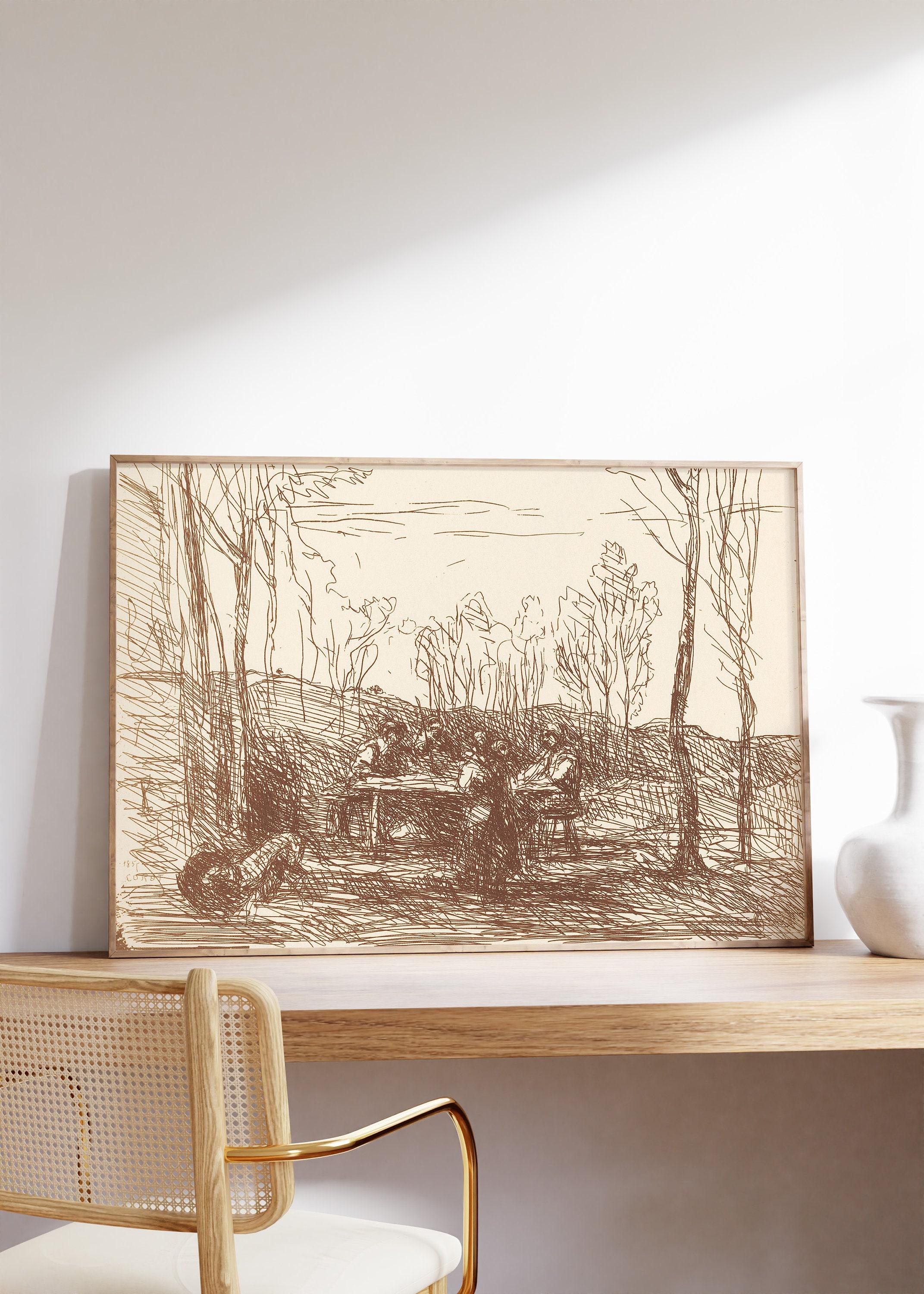Jean Baptiste Camille Corot Luncheon In A Clearing 1857 Vintage Sketch Abstract Line Art Limited Edition Posters (No Frame) Jean Baptiste Camille Corot Luncheon In A Clearing 1857 Vintage Sketch Abstract Line Art Limited Edition Posters (No Frame)