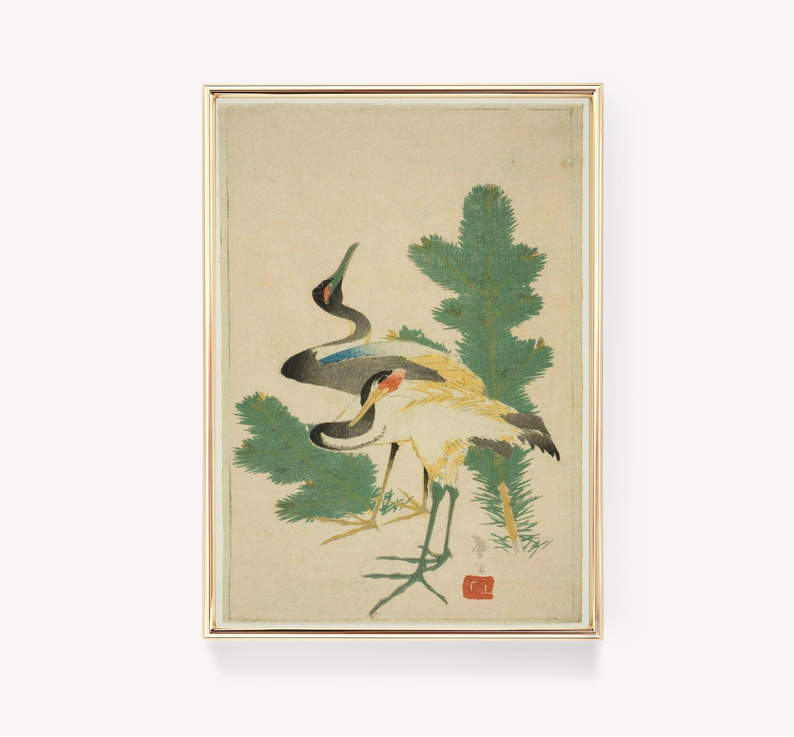 Ohara Koson Cranes Pine Awesome Poster (No Frame) Ohara Koson Cranes Pine Awesome Poster (No Frame)