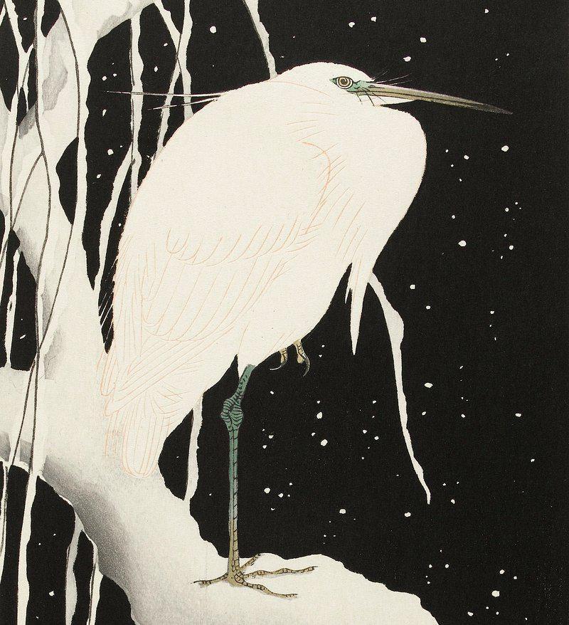 Ohara Koson Egret In Snow Vintage Trending Style Poster (No Frame) Ohara Koson Egret In Snow Vintage Trending Style Poster (No Frame)