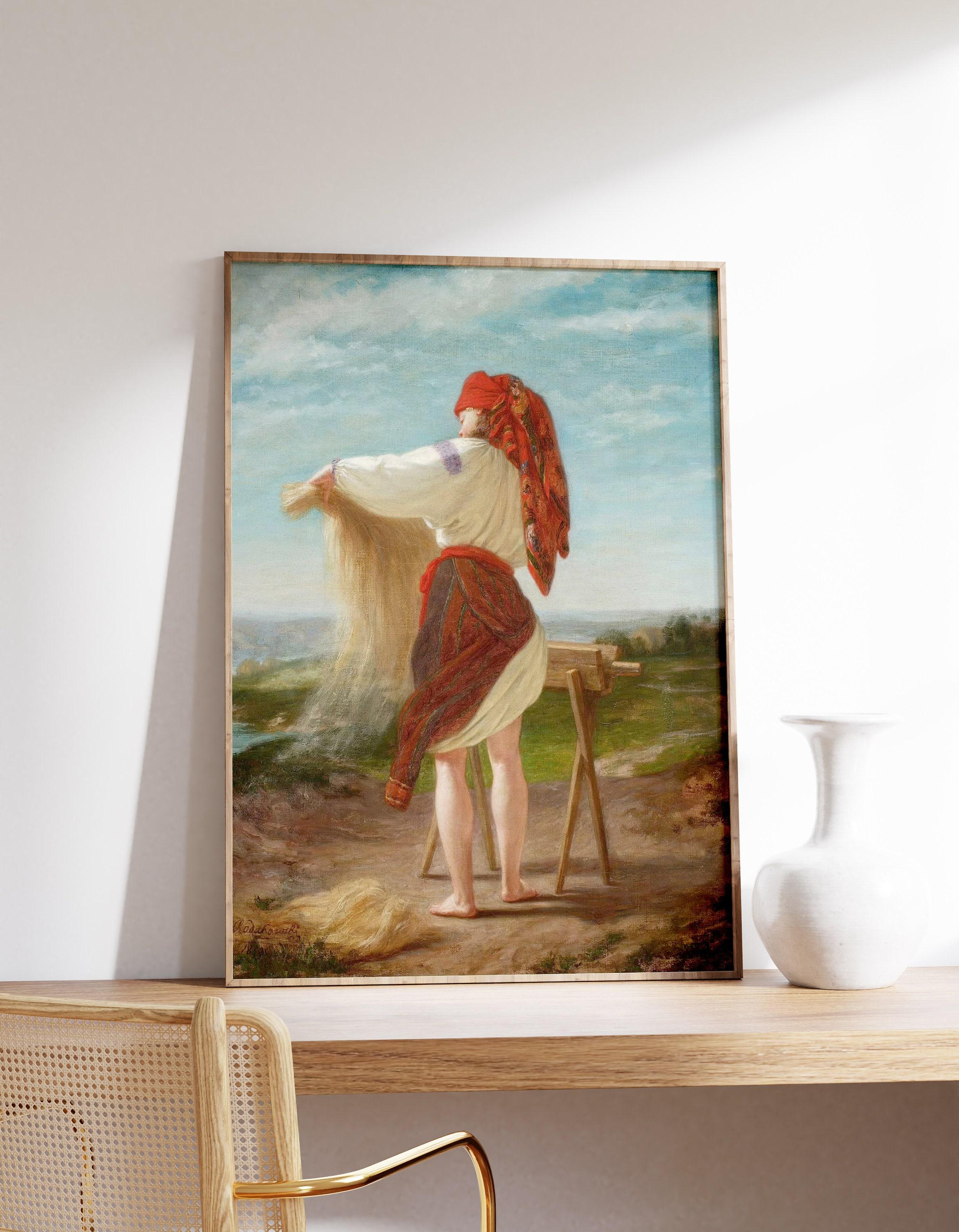 Peasant Woman Breaking Flax 1859 By Henryk Rodakowski Vintage Limited Edition Posters (No Frame) Peasant Woman Breaking Flax 1859 By Henryk Rodakowski Vintage Limited Edition Posters (No Frame)