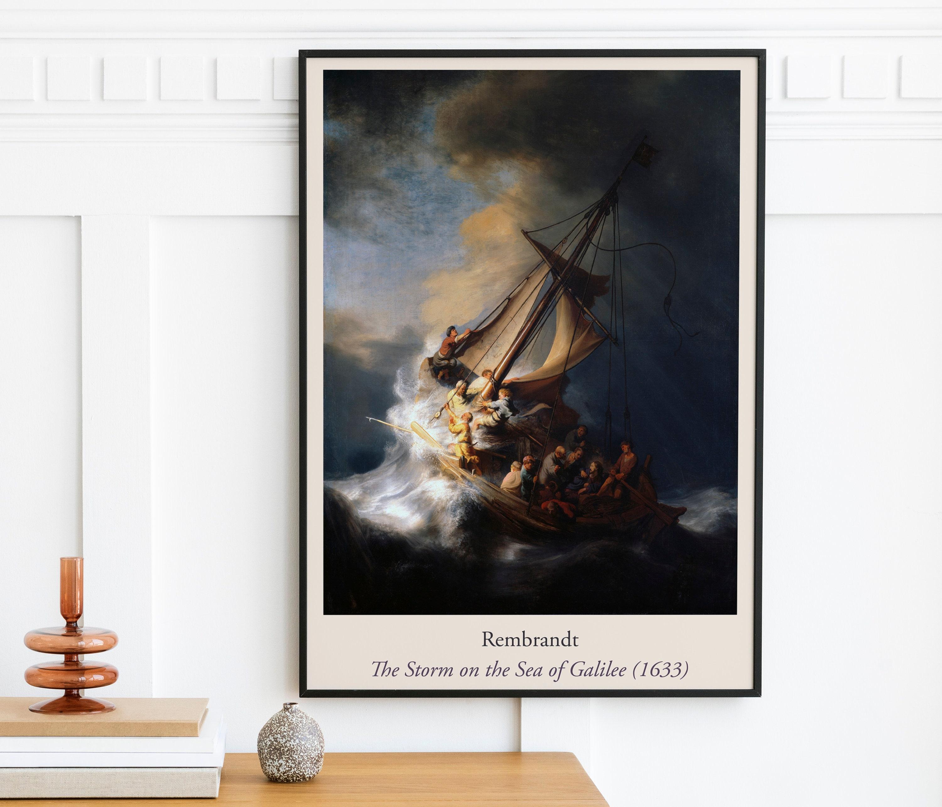 Rembrandt The Storm On The Sea Of Galilee 1633 Exhibition Trending Style Poster (No Frame) Rembrandt The Storm On The Sea Of Galilee 1633 Exhibition Trending Style Poster (No Frame)