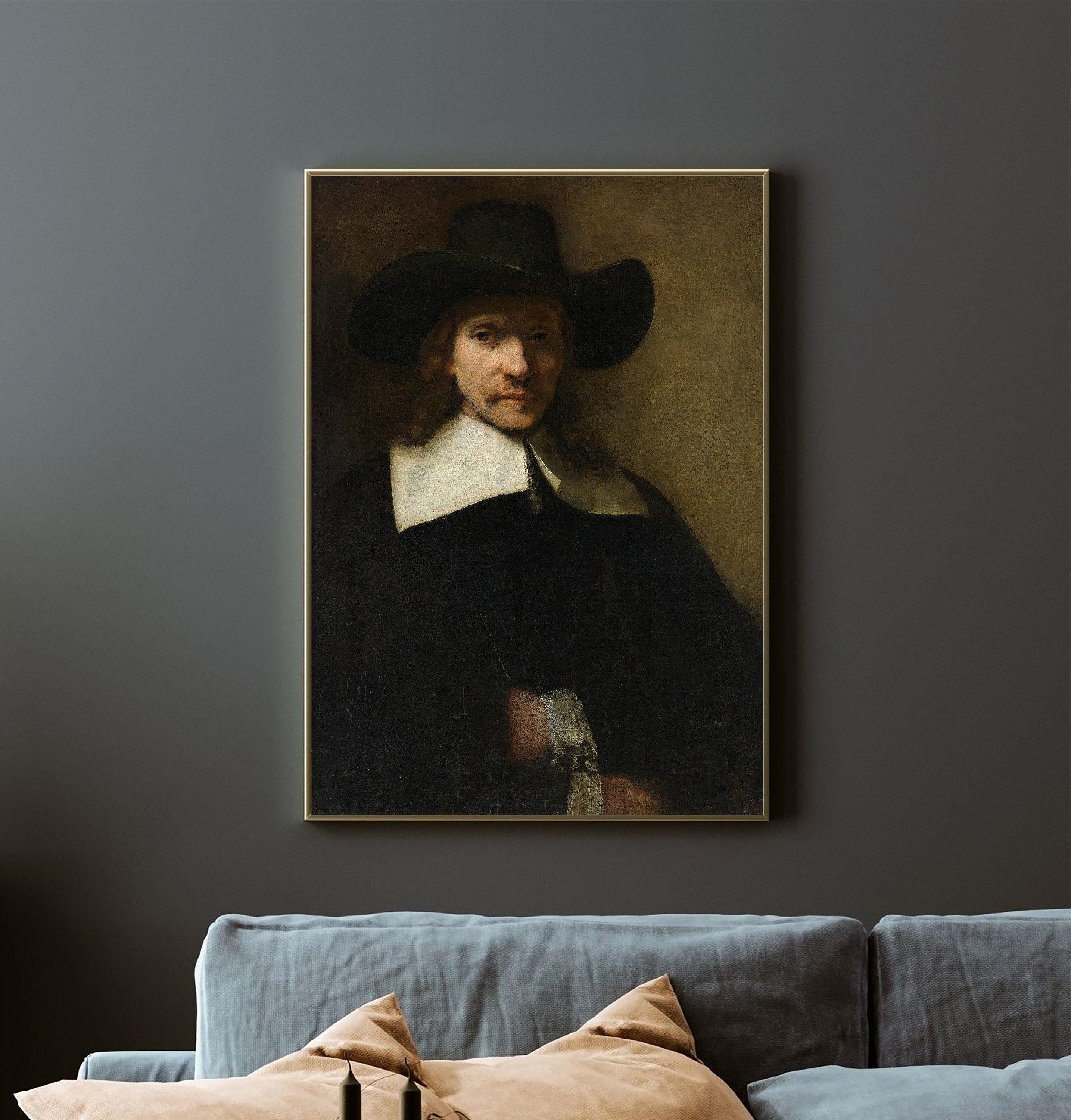 Rembrandt Van Rijn Portrait Of A Man 1655 Black Hat Oil Awesome Poster (No Frame) Rembrandt Van Rijn Portrait Of A Man 1655 Black Hat Oil Awesome Poster (No Frame)
