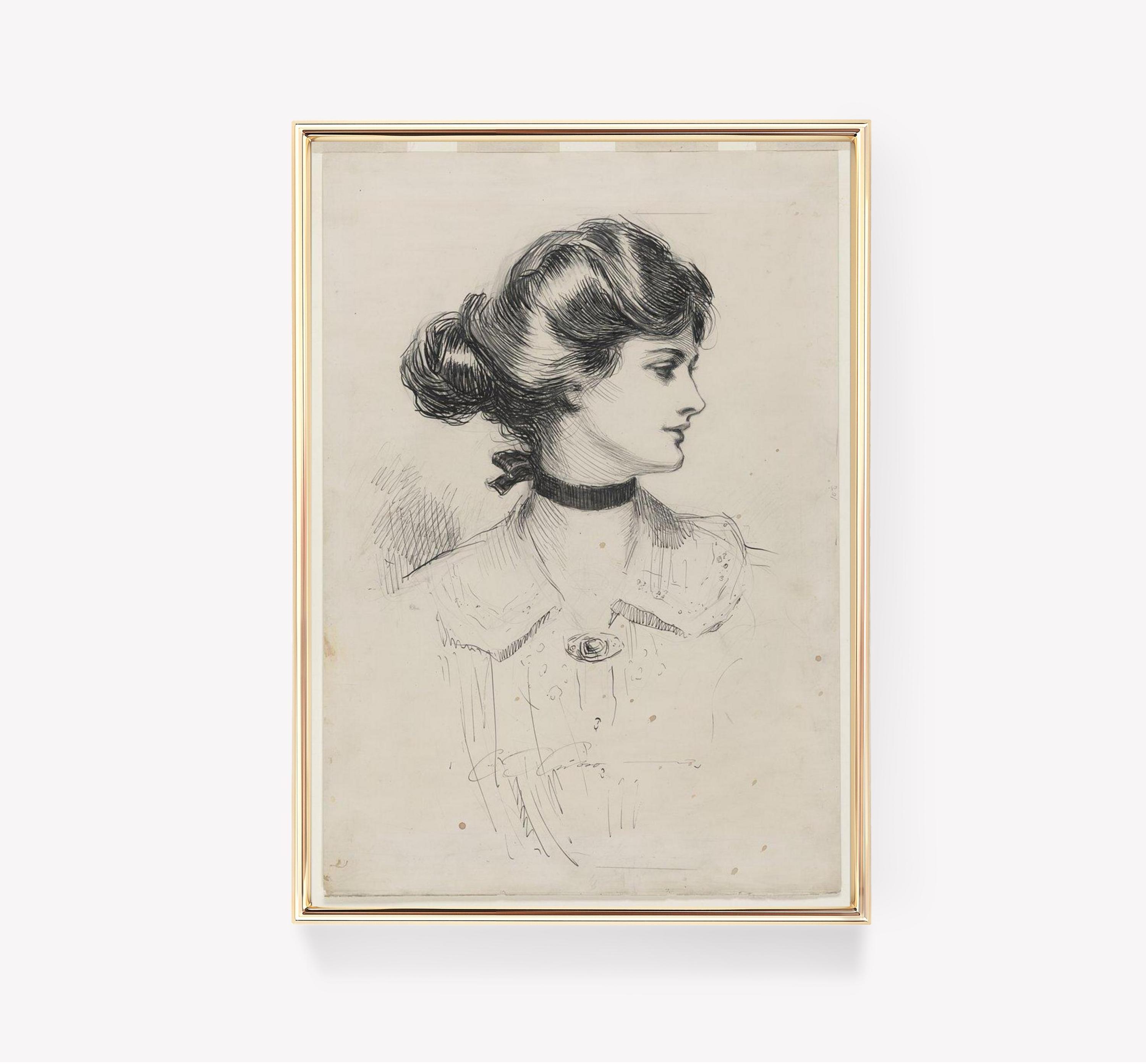 Gibson Girl Art Charles Dana Gibson Vintage Portrait Sketch Limited Edition Posters (No Frame) Gibson Girl Art Charles Dana Gibson Vintage Portrait Sketch Limited Edition Posters (No Frame)