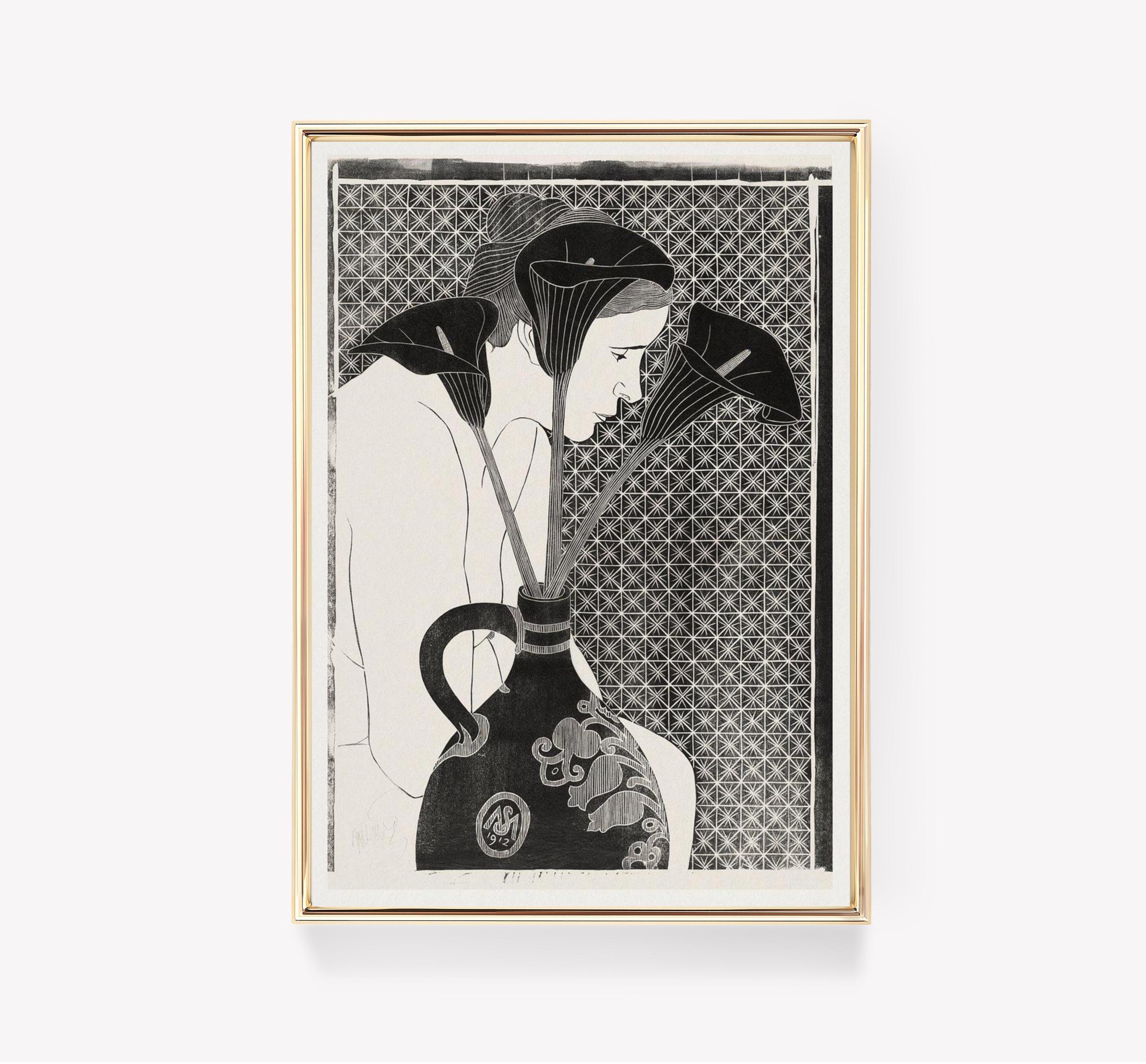 Gustav Klimt Art Woman With Calla Lilies Vintage Awesome Poster (No Frame) Gustav Klimt Art Woman With Calla Lilies Vintage Awesome Poster (No Frame)
