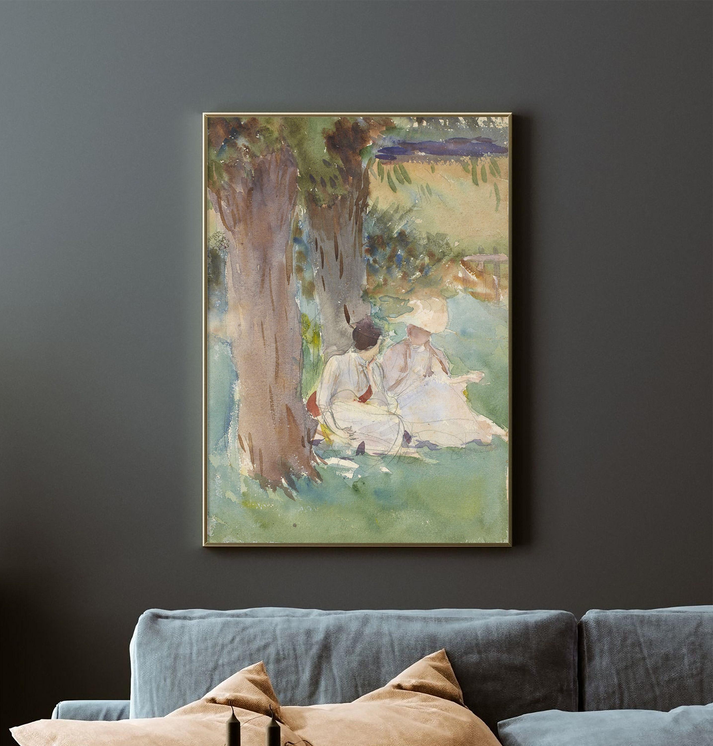 John Singer Sargent Under The Willows 1888 Antique Watercolor Art Couple Home Decor Awesome Poster (No Frame) John Singer Sargent Under The Willows 1888 Antique Watercolor Art Couple Home Decor Awesome Poster (No Frame)