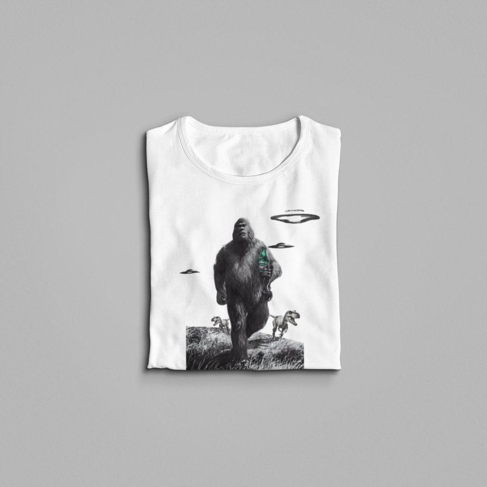 Bigfoot Beer Drinking Dinosaur Ufo Shirt Bigfoot Beer Drinking Dinosaur Ufo Shirt