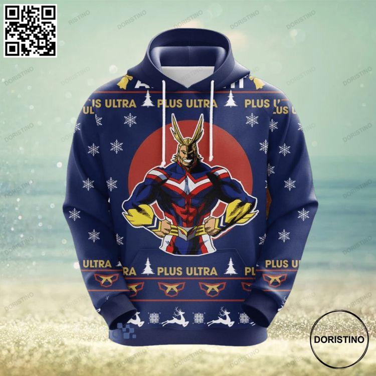 My Hero Academia All Might Ugly Christmas Pullover All Over Print Hoodie My Hero Academia All Might Ugly Christmas Pullover All Over Print Hoodie