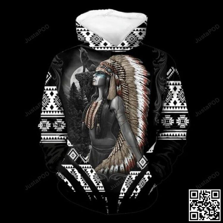 Native Girl With Aboriginal Feather Hat All Over Print Hoodie Native Girl With Aboriginal Feather Hat All Over Print Hoodie