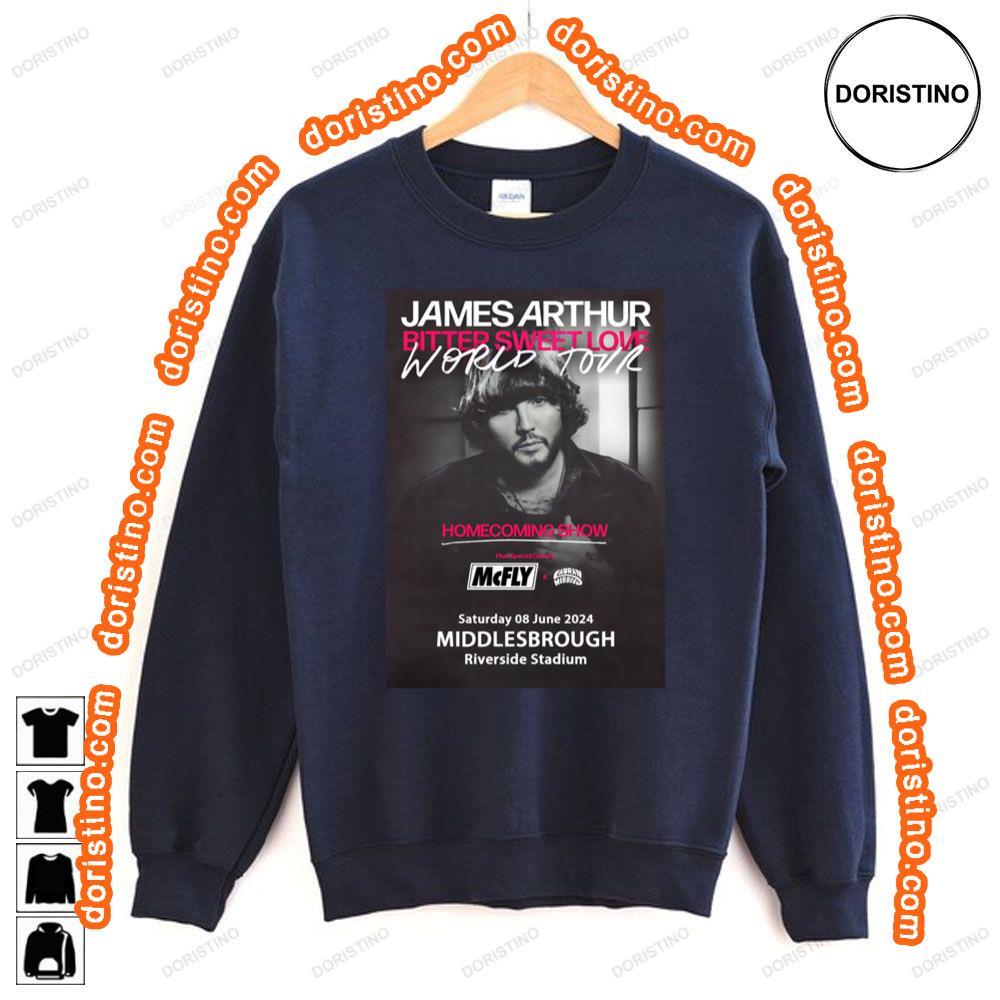 James Arthur Bitter Sweet Love World Tour Homecoming Middlesbrough Riverside Shirt James Arthur Bitter Sweet Love World Tour Homecoming Middlesbrough Riverside Shirt
