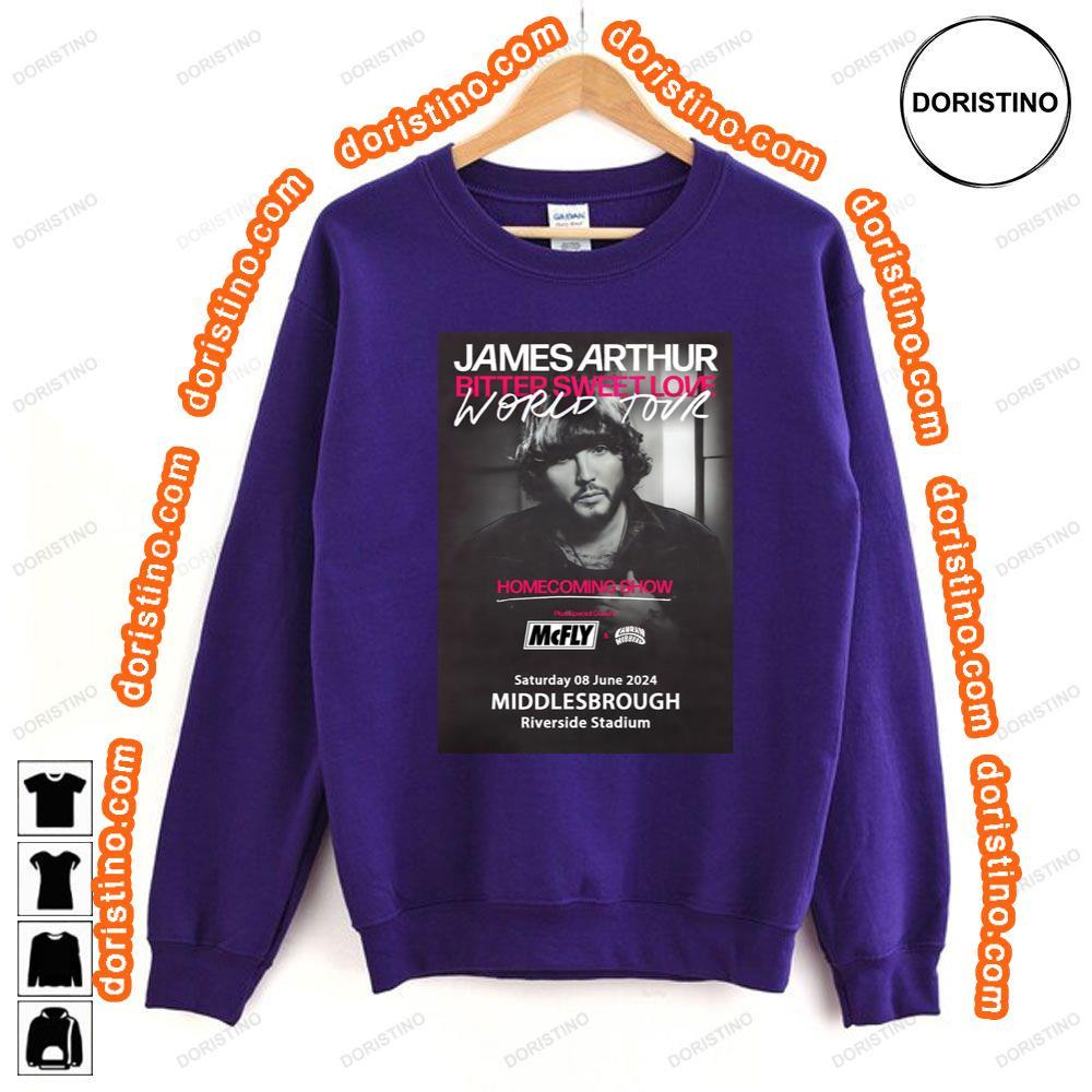 James Arthur Bitter Sweet Love World Tour Homecoming Middlesbrough Riverside Shirt James Arthur Bitter Sweet Love World Tour Homecoming Middlesbrough Riverside Shirt