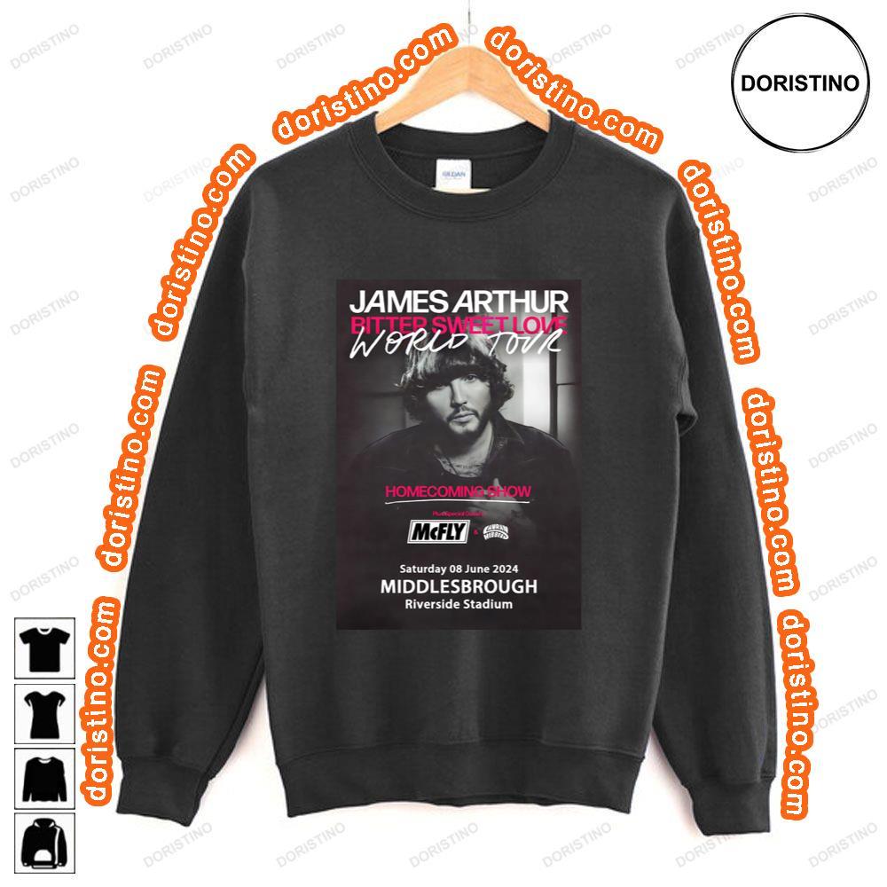 James Arthur Bitter Sweet Love World Tour Homecoming Middlesbrough Riverside Shirt James Arthur Bitter Sweet Love World Tour Homecoming Middlesbrough Riverside Shirt