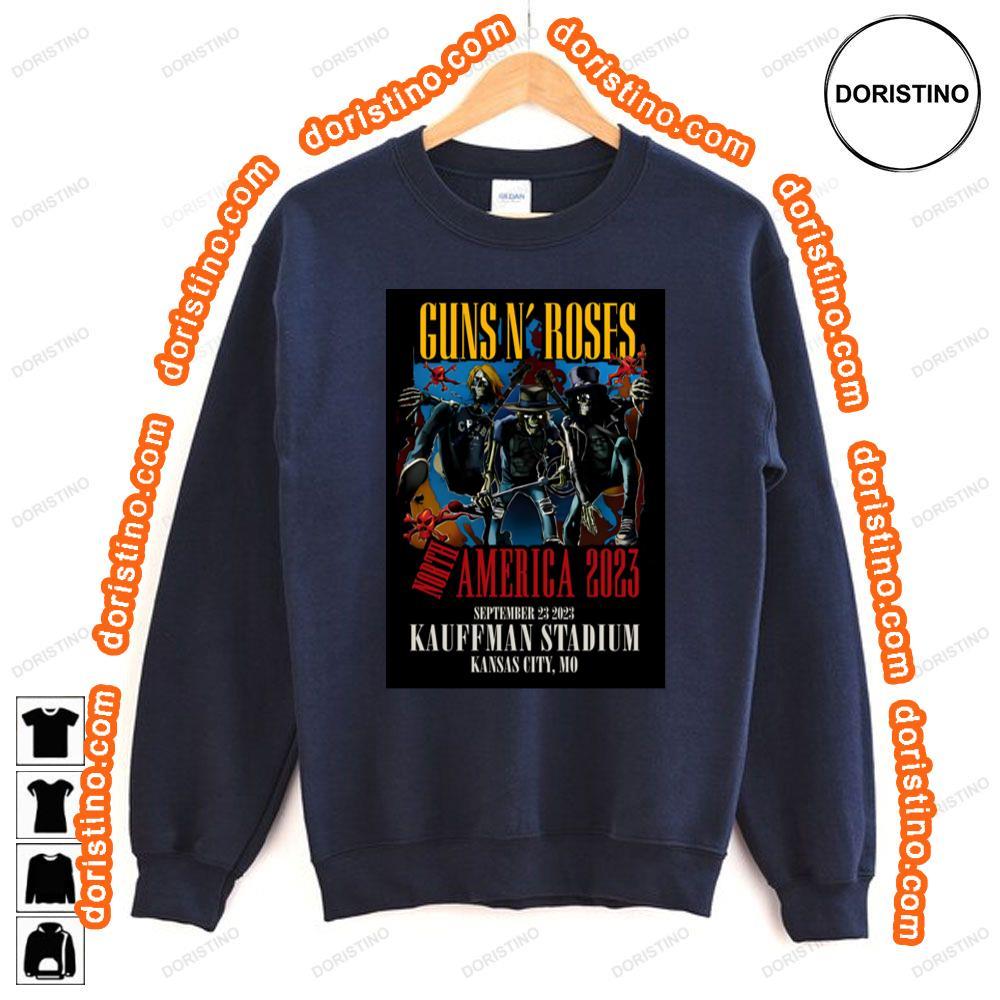 Guns N Roses 2023 Kansas City Mo Kauffman Stadium Shirt Guns N Roses 2023 Kansas City Mo Kauffman Stadium Shirt