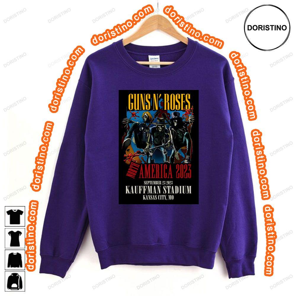 Guns N Roses 2023 Kansas City Mo Kauffman Stadium Shirt Guns N Roses 2023 Kansas City Mo Kauffman Stadium Shirt