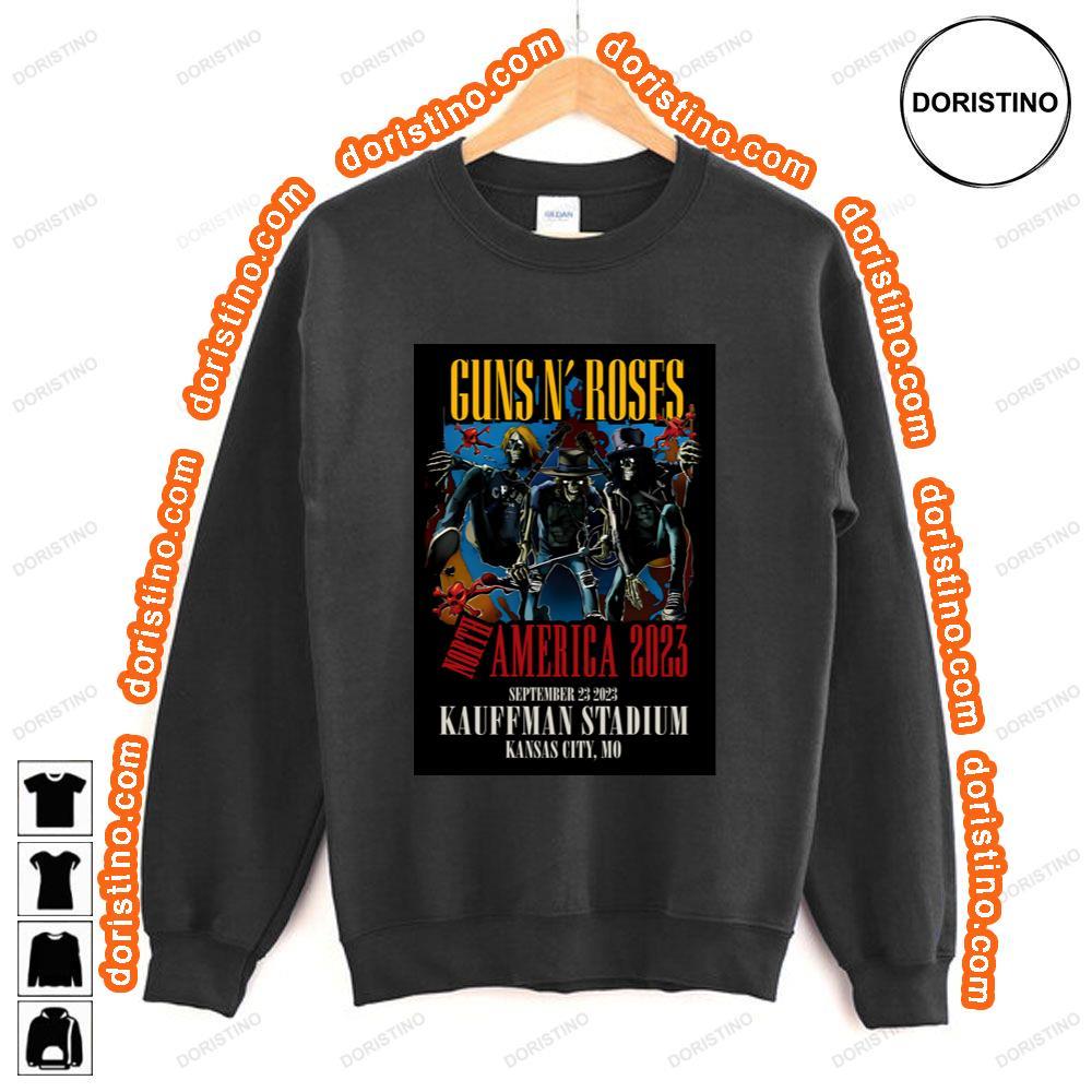 Guns N Roses 2023 Kansas City Mo Kauffman Stadium Shirt Guns N Roses 2023 Kansas City Mo Kauffman Stadium Shirt