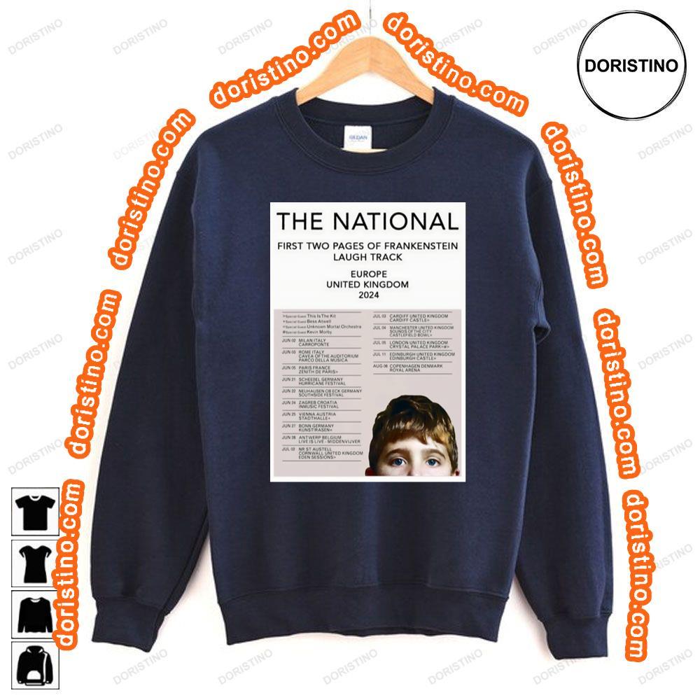 The National First Two Pages Of Frankenstein Laugh Track Europe Uk 2024 Tour Tshirt The National First Two Pages Of Frankenstein Laugh Track Europe Uk 2024 Tour Tshirt