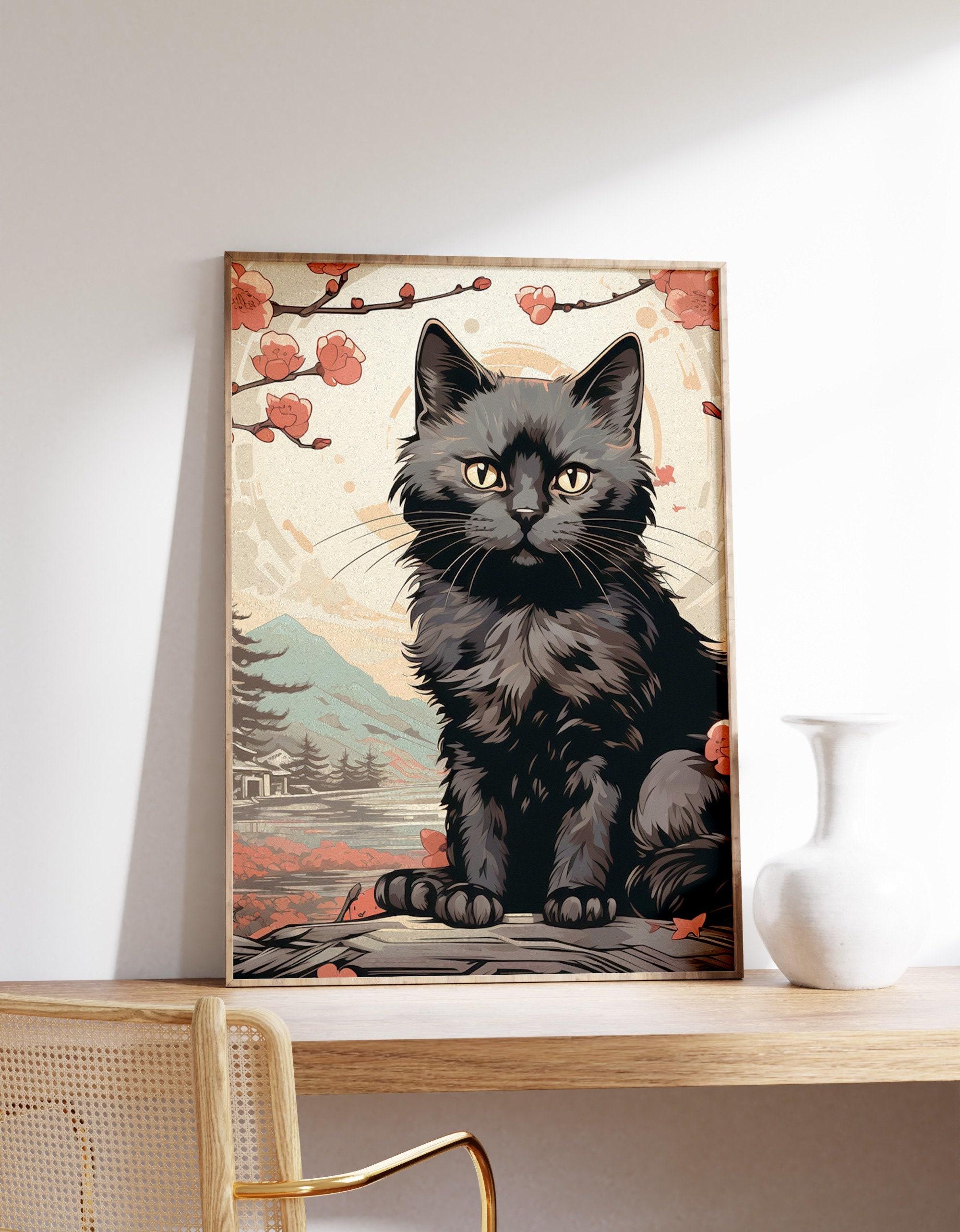 Japanese Black Kitten Limited Edition Posters (No Frame)
