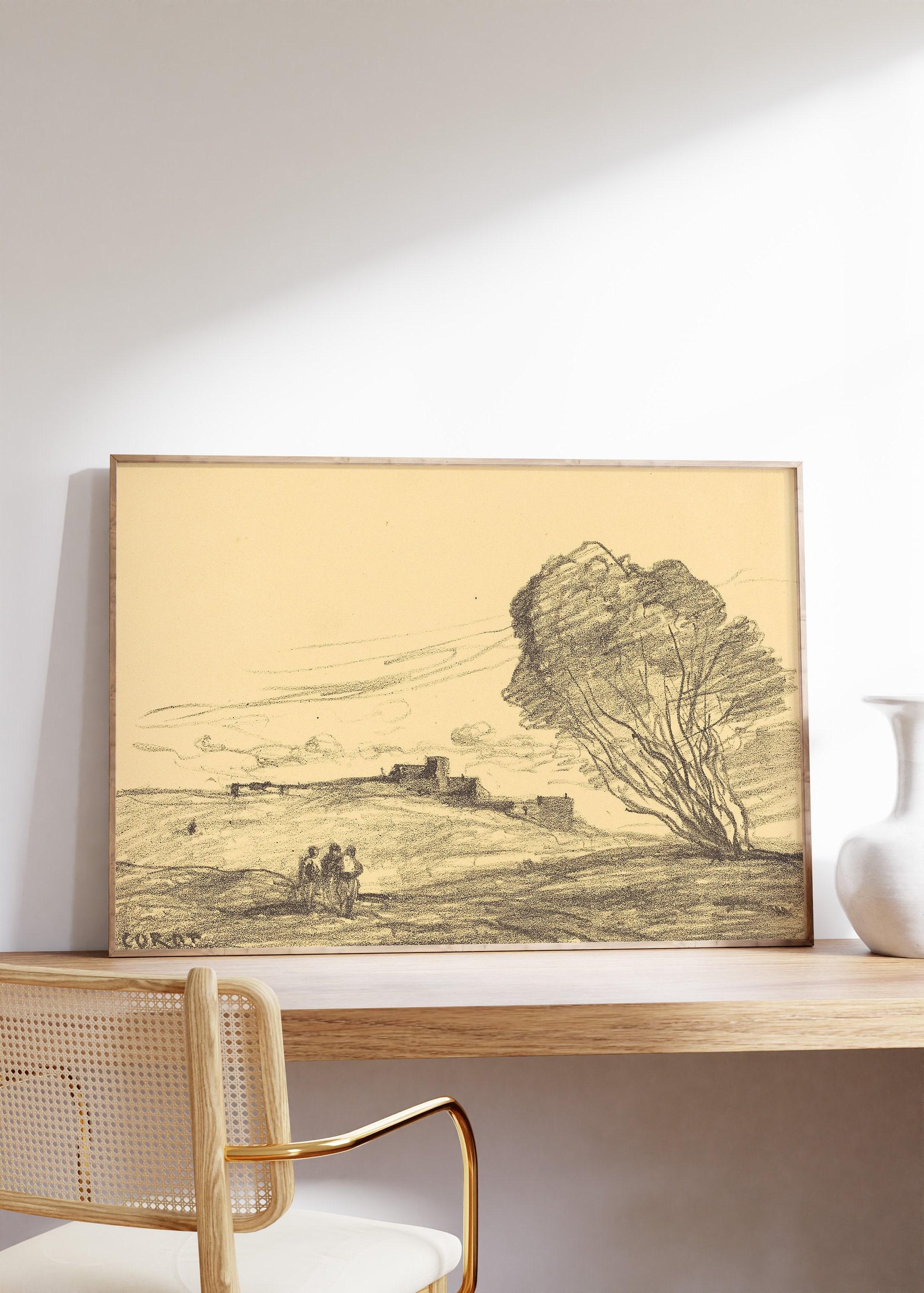 Jean Baptiste Camille Corot The Isolated Fort 1874 Vintage Sketch Abstract Line Art Trending Style Poster (No Frame) Jean Baptiste Camille Corot The Isolated Fort 1874 Vintage Sketch Abstract Line Art Trending Style Poster (No Frame)