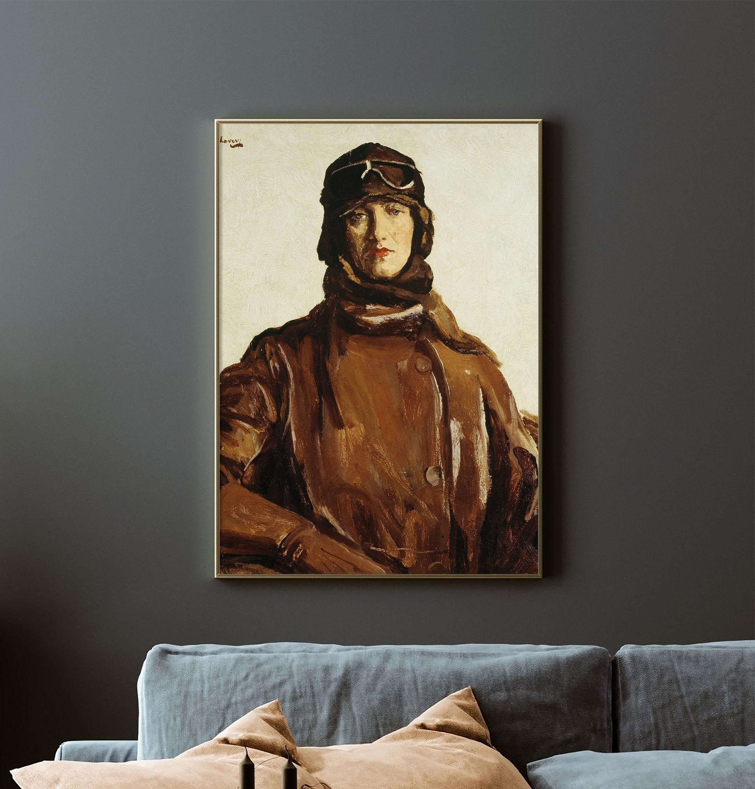 John Lavery An Irish Airwoman 1924 Vintage Woman Oil Awesome Poster (No Frame)