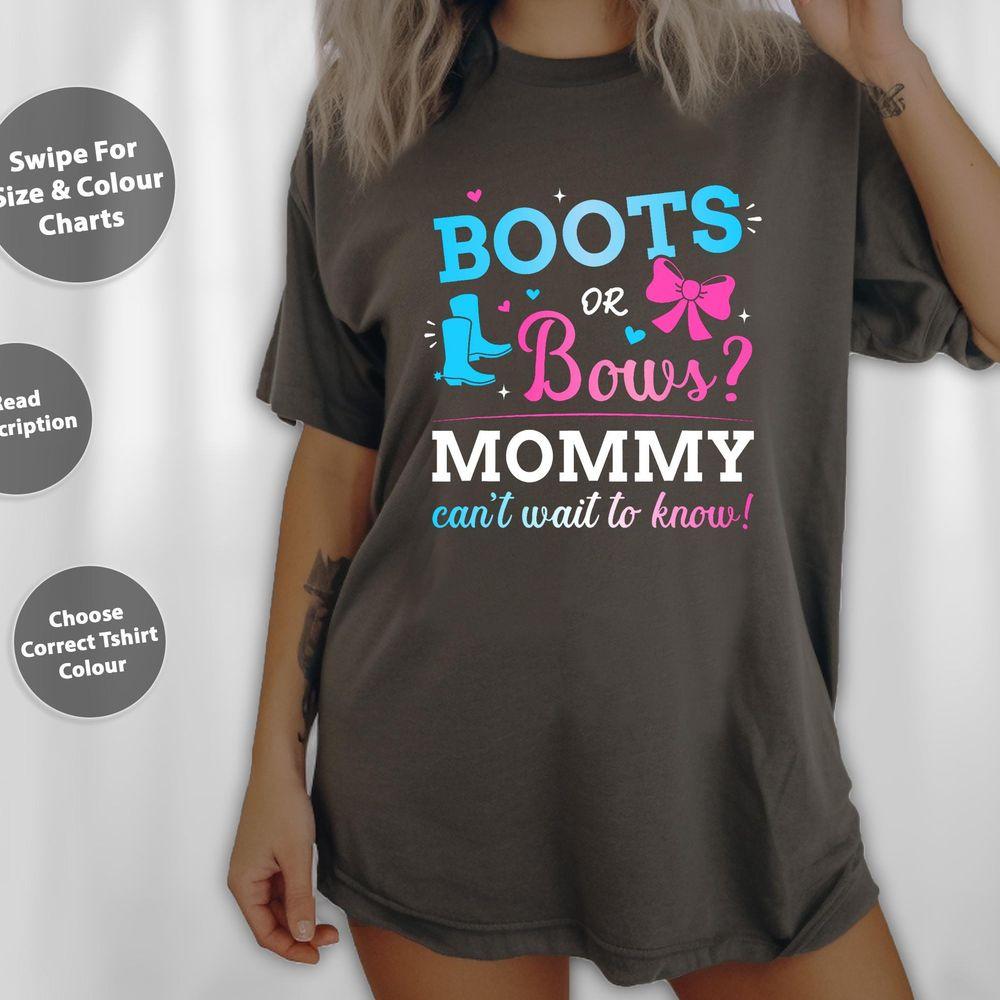Gender Reveal Boots Or Bows Mommy Matching Baby Party Shirt Gender Reveal Boots Or Bows Mommy Matching Baby Party Shirt