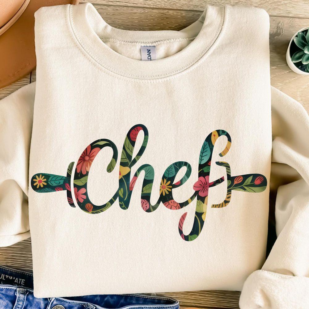 Retro Cheftion Design Floral Chef Boho Tshirt Retro Cheftion Design Floral Chef Boho Tshirt