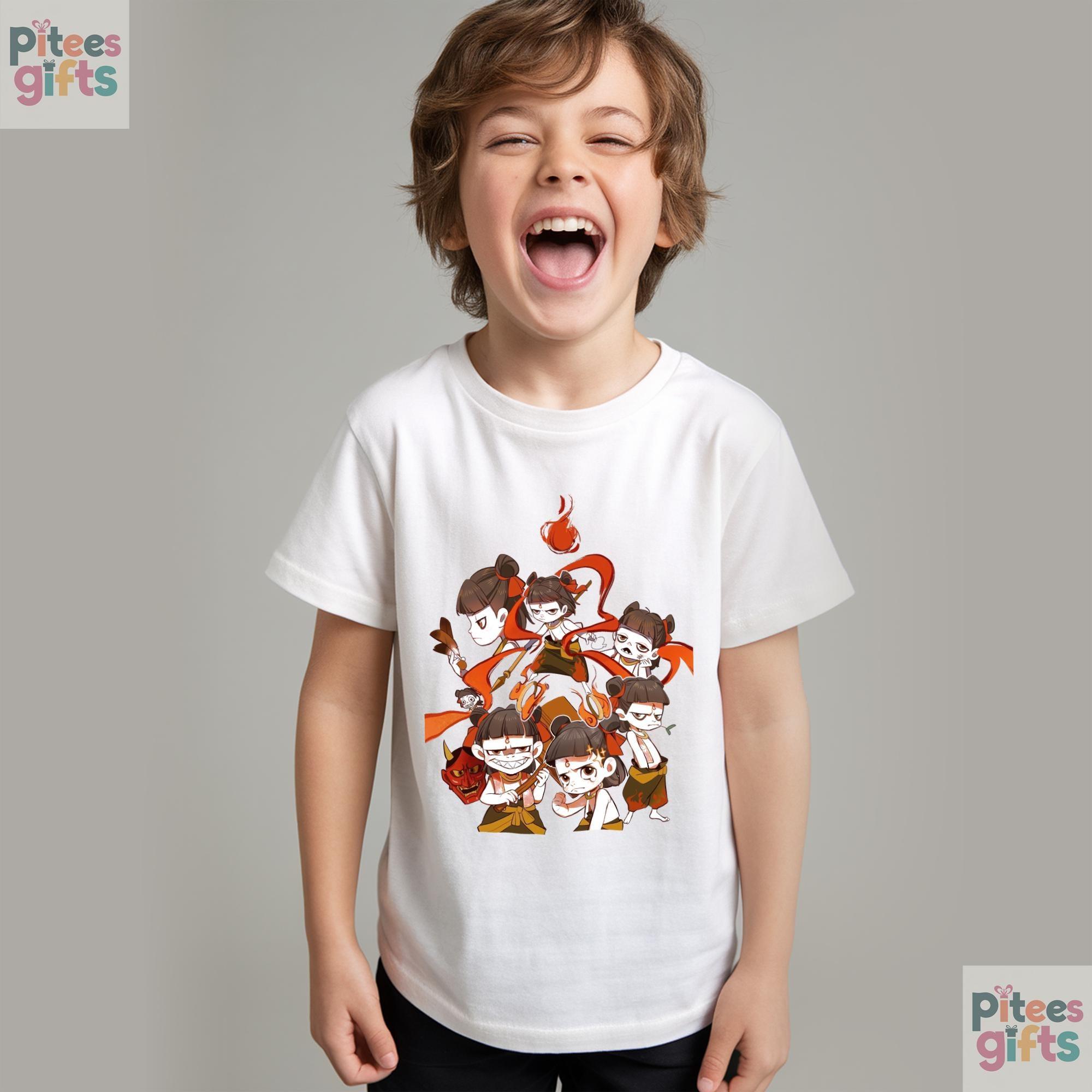 Ne Zha Cartoon Animation Character Movie 2025 Chinese Mythology Warrior Art Tshirt Ne Zha Cartoon Animation Character Movie 2025 Chinese Mythology Warrior Art Tshirt