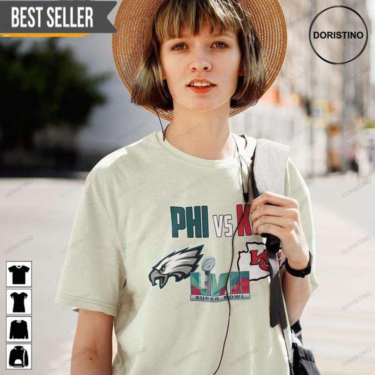 Phil Eagles Vs Kansas City Chiefs Super Bowl 2023 Lvii Awesome Shirt Phil Eagles Vs Kansas City Chiefs Super Bowl 2023 Lvii Awesome Shirt