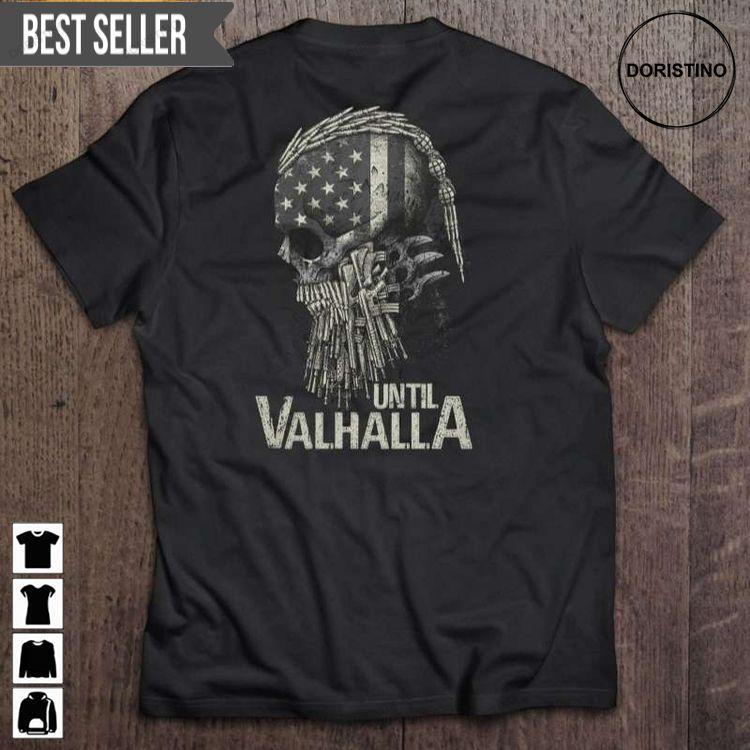 Until Valhalla American Flag Viking Skull Short Sleeve Tshirt Until Valhalla American Flag Viking Skull Short Sleeve Tshirt