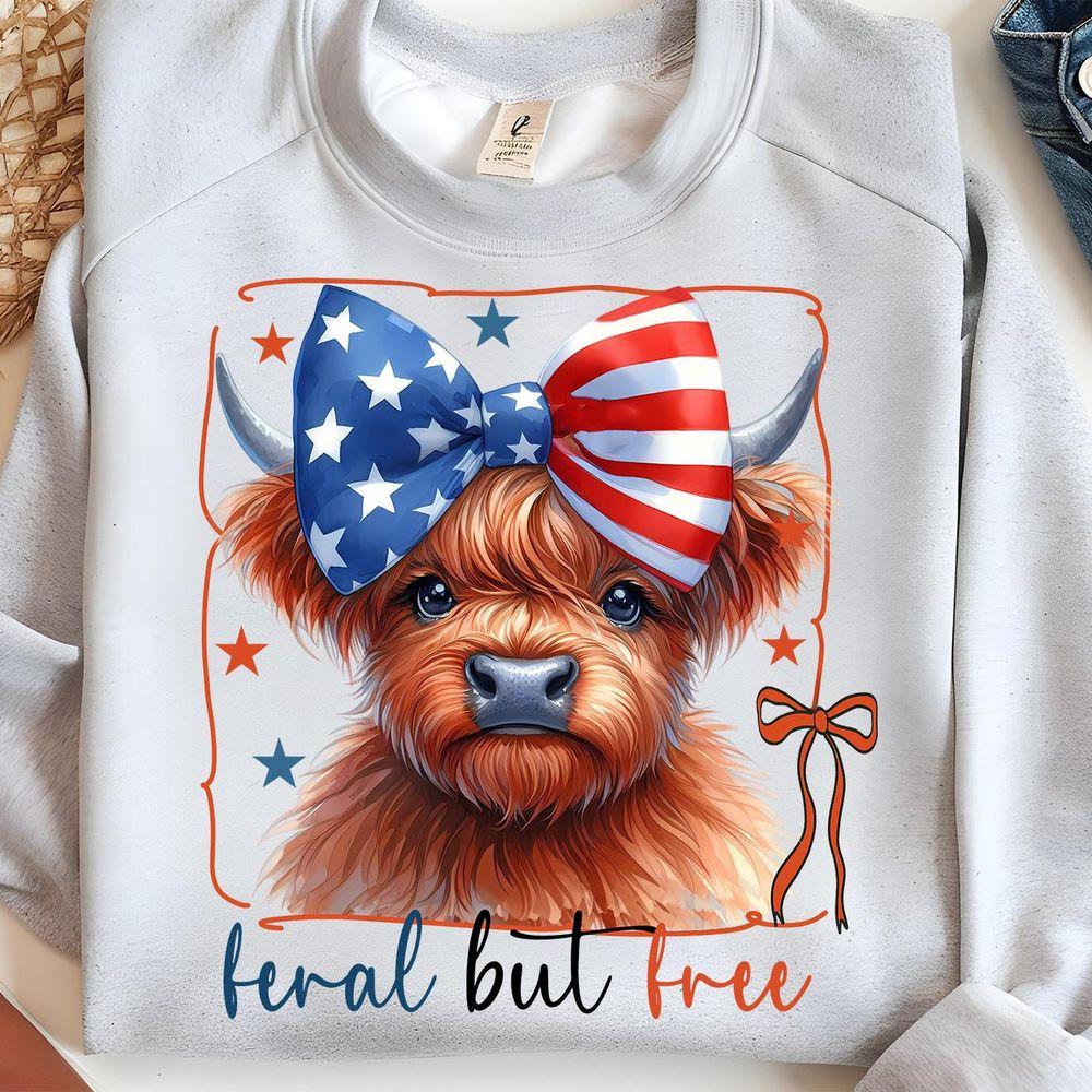 Feral But Free Highland Cow Tshirt Feral But Free Highland Cow Tshirt