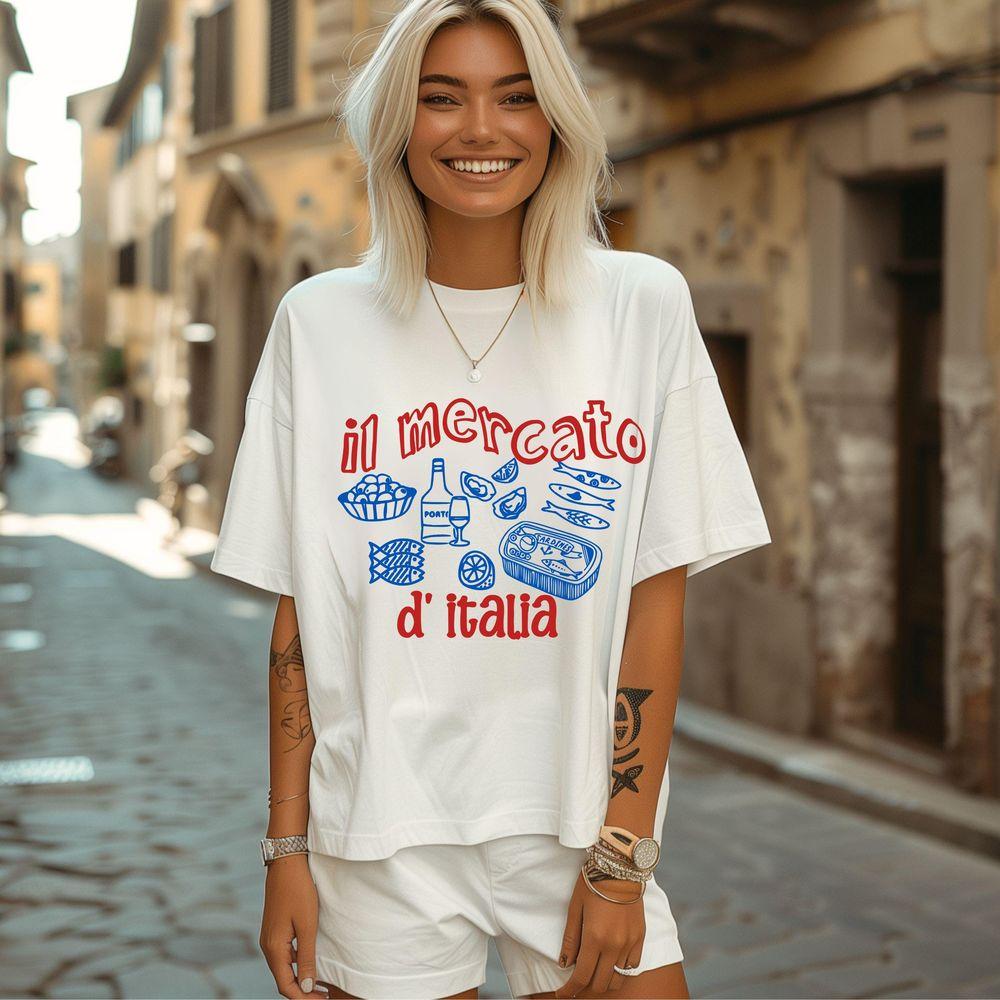 Il Mercato Graphic Retro Aesthetic Dinner Collage Shirt Il Mercato Graphic Retro Aesthetic Dinner Collage Shirt