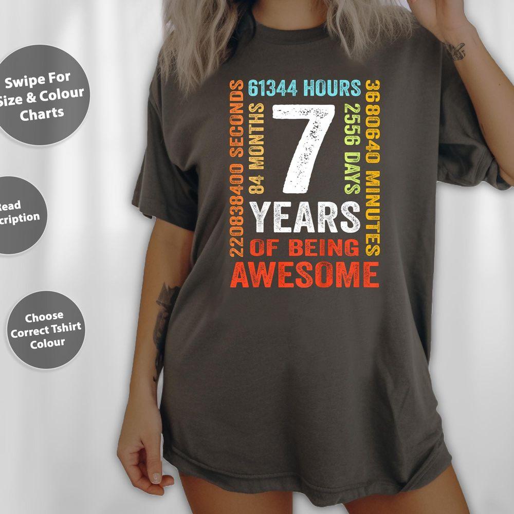 Kids 7th Birthday 7 Years Old Vintage Retro 84 Months Boys Girls Shirt Kids 7th Birthday 7 Years Old Vintage Retro 84 Months Boys Girls Shirt