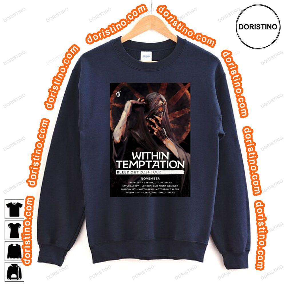 Within Temptation Bleed Out 2024 Uk Arena Tour Shirt Within Temptation Bleed Out 2024 Uk Arena Tour Shirt