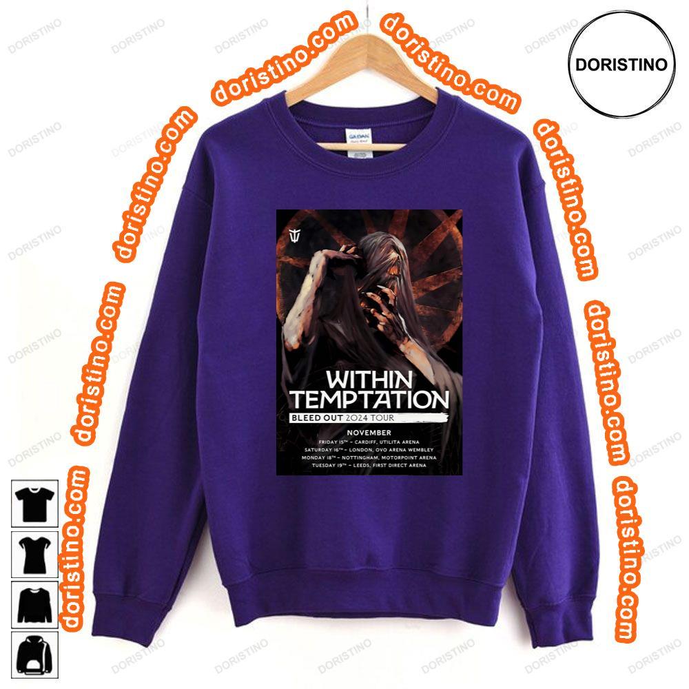 Within Temptation Bleed Out 2024 Uk Arena Tour Shirt Within Temptation Bleed Out 2024 Uk Arena Tour Shirt
