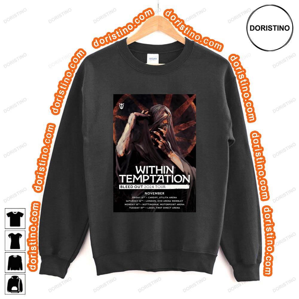 Within Temptation Bleed Out 2024 Uk Arena Tour Shirt Within Temptation Bleed Out 2024 Uk Arena Tour Shirt