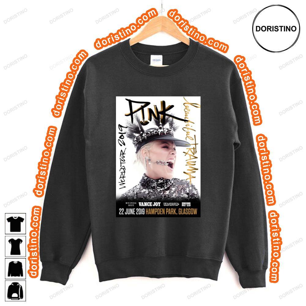 Pink Pnk Glasgow Hden Park Beautiful Trauma 2019 Tshirt Pink Pnk Glasgow Hden Park Beautiful Trauma 2019 Tshirt