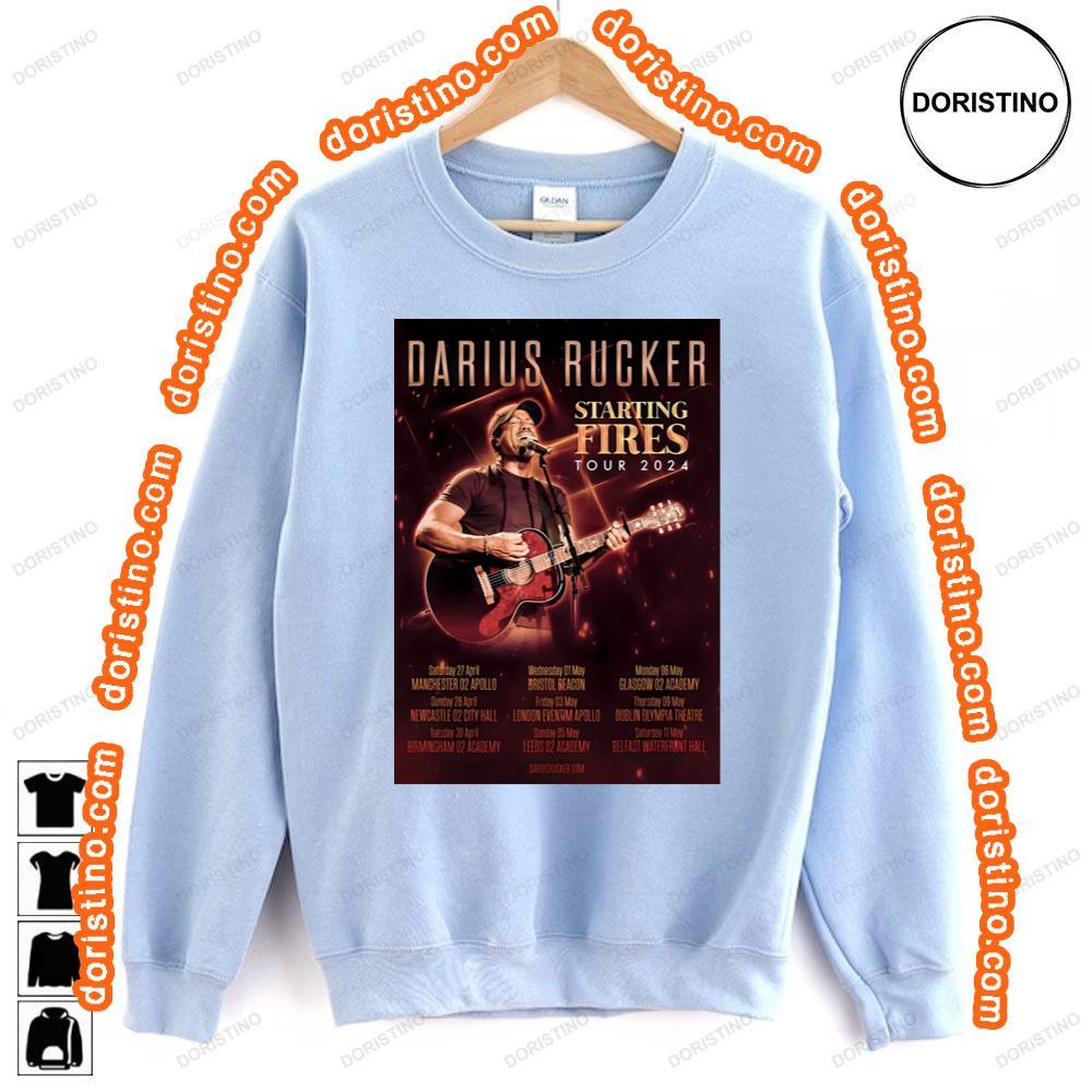 Darius Rucker Starting Fires 2024 Uk Ireland Tour Tshirt Darius Rucker Starting Fires 2024 Uk Ireland Tour Tshirt