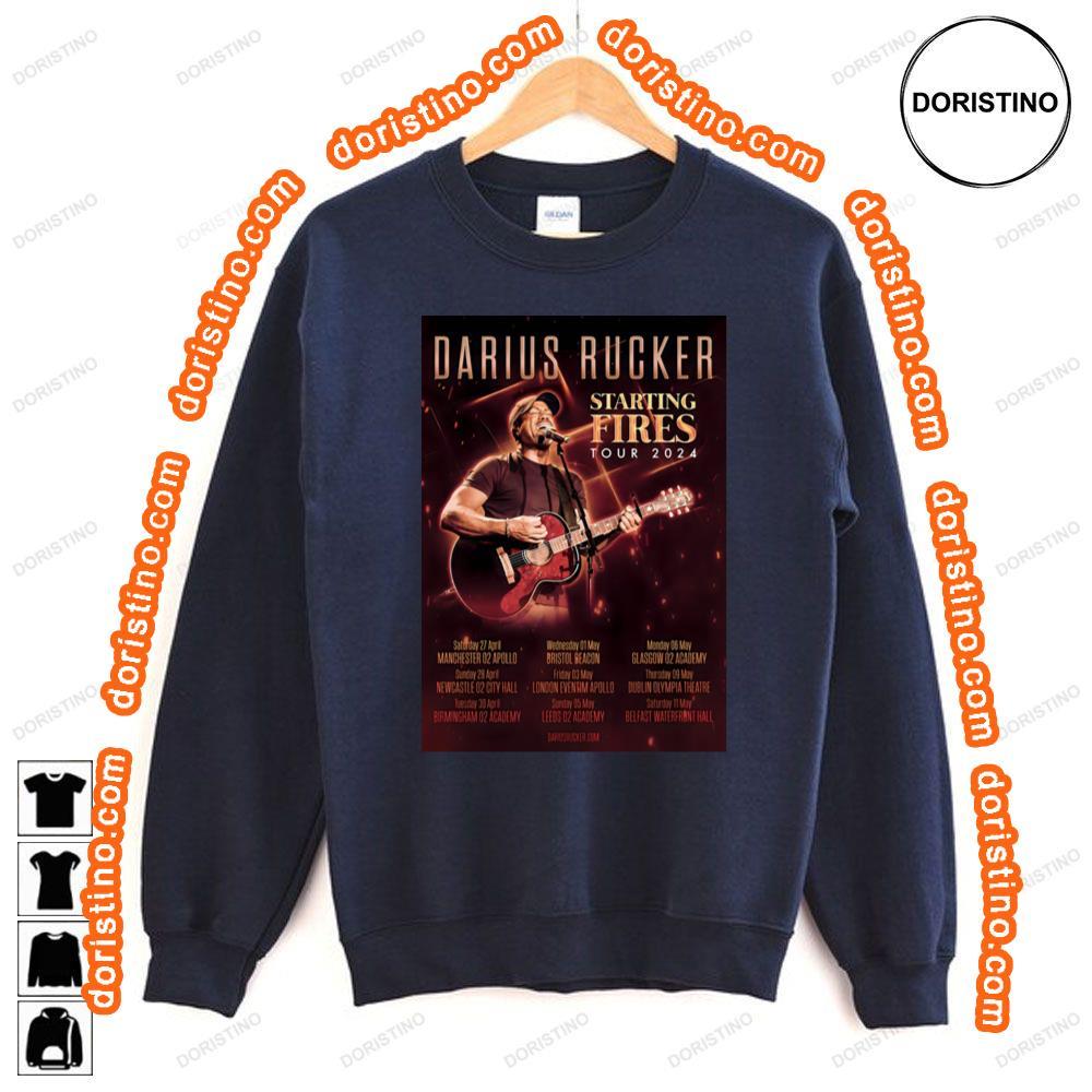 Darius Rucker Starting Fires 2024 Uk Ireland Tour Tshirt Darius Rucker Starting Fires 2024 Uk Ireland Tour Tshirt