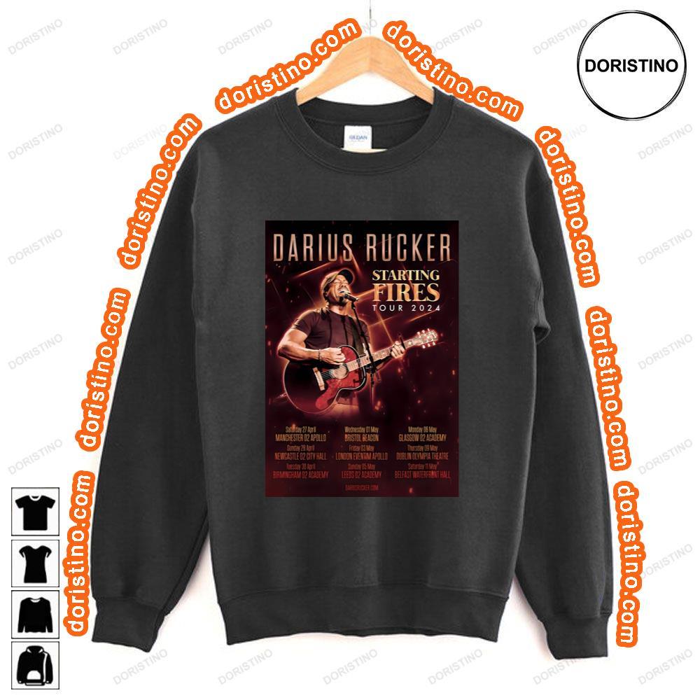 Darius Rucker Starting Fires 2024 Uk Ireland Tour Tshirt Darius Rucker Starting Fires 2024 Uk Ireland Tour Tshirt