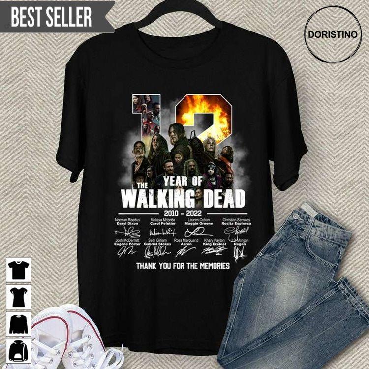 The Walking Dead 12 Years Anniversary 2010-2022 Signatures Thank You For The Memories Movie Shirt The Walking Dead 12 Years Anniversary 2010-2022 Signatures Thank You For The Memories Movie Shirt