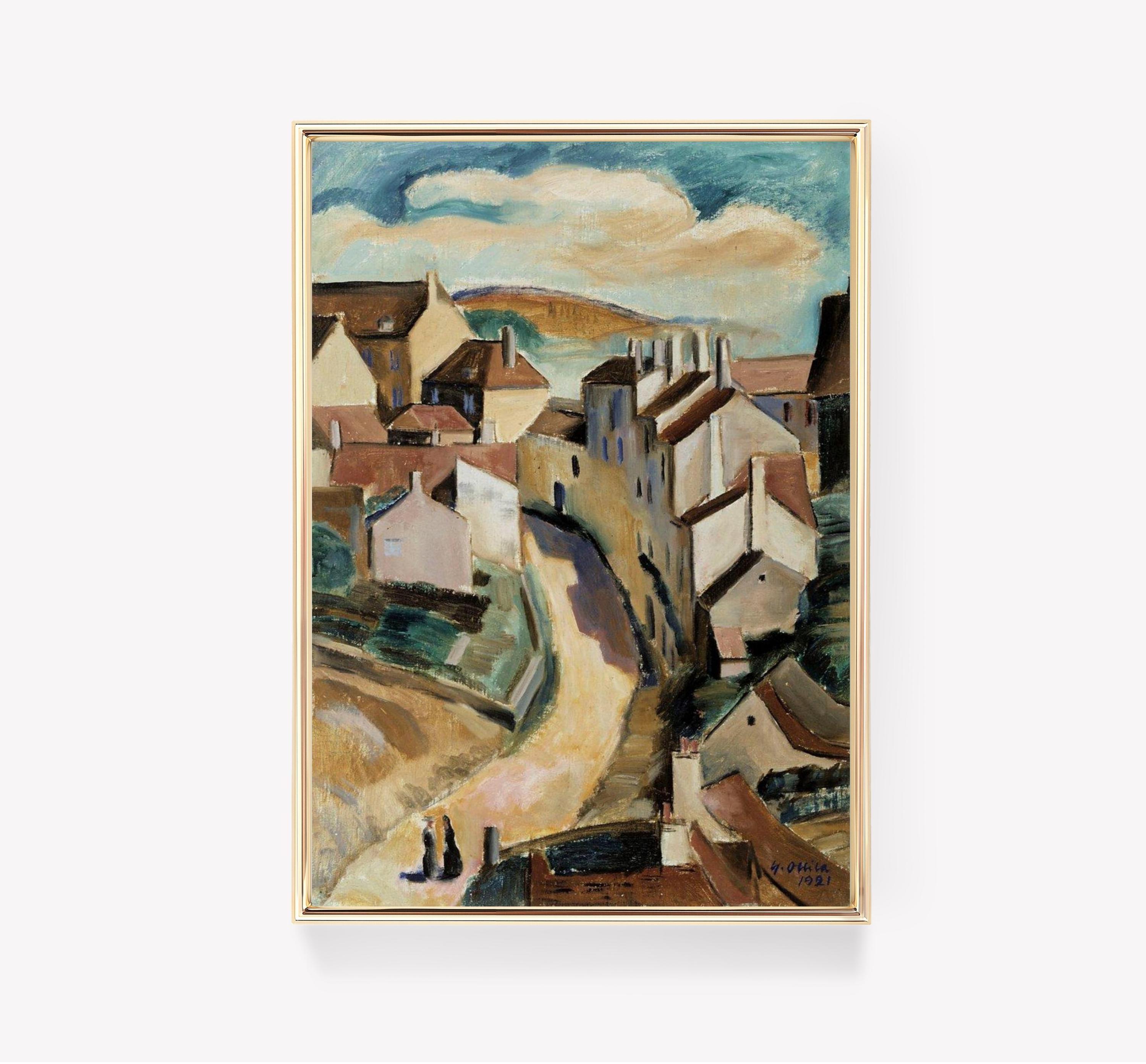 Cubist Village Scene Vintage Awesome Poster (No Frame) Cubist Village Scene Vintage Awesome Poster (No Frame)