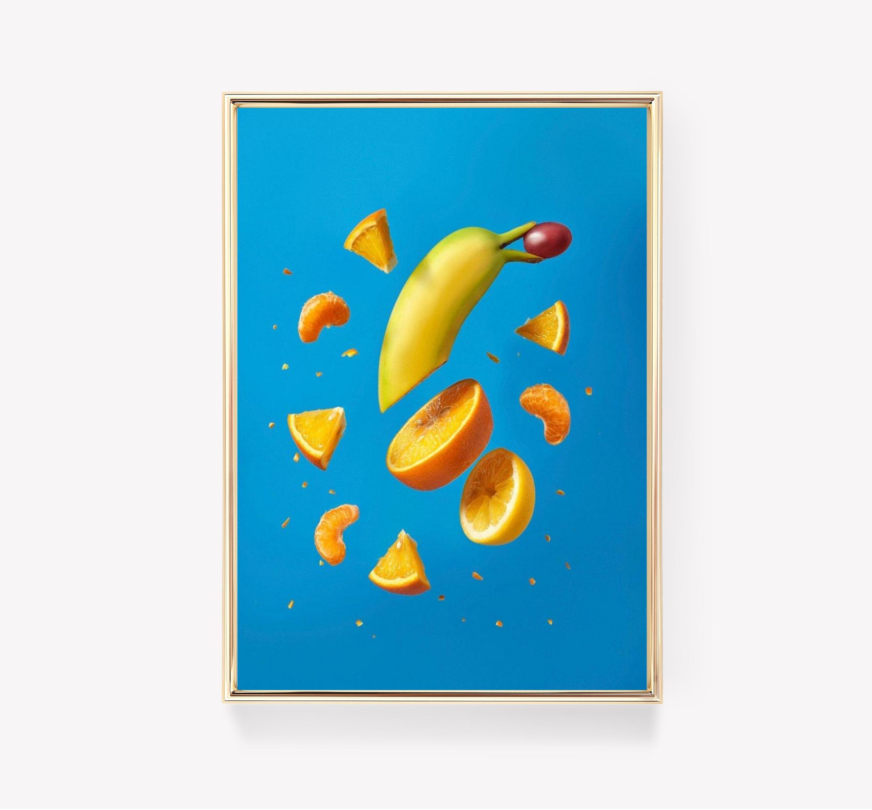 Floating Fruits Art Blue Background Limited Edition Posters (No Frame) Floating Fruits Art Blue Background Limited Edition Posters (No Frame)