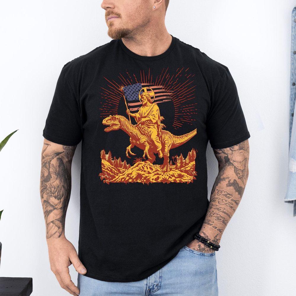 Jesus Riding Dinosaur 2 Awesome Shirt