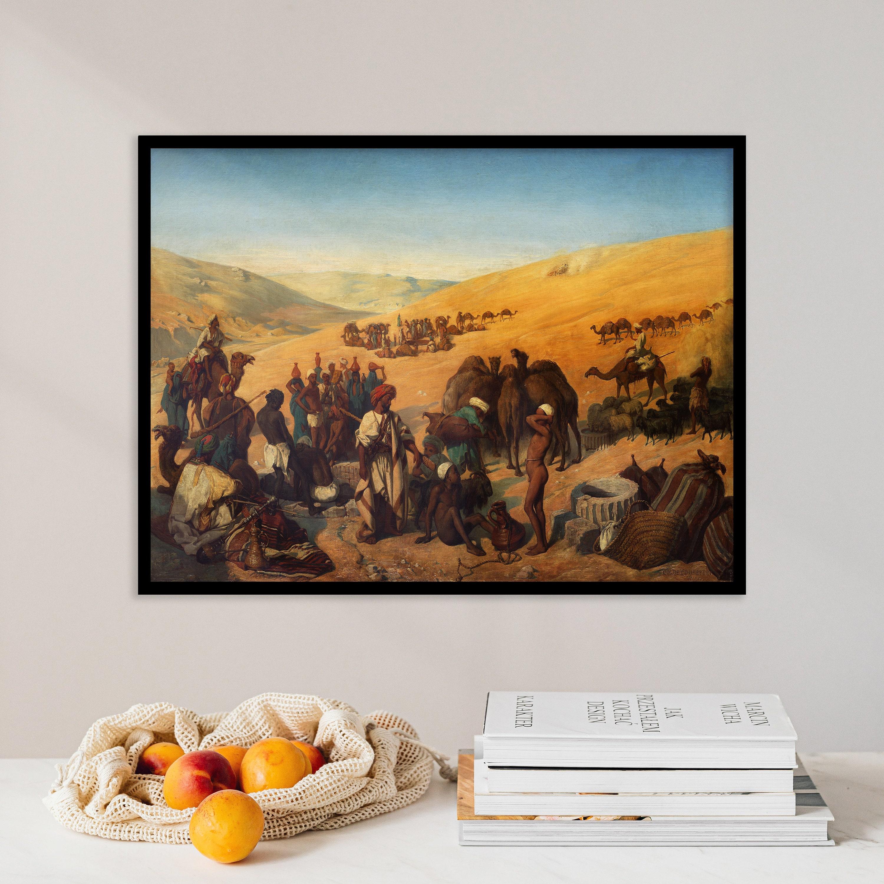 Charles De Coubertin Halt Of Caravans At The Wells Of Saba 1850 Landscape Awesome Poster (No Frame) Charles De Coubertin Halt Of Caravans At The Wells Of Saba 1850 Landscape Awesome Poster (No Frame)