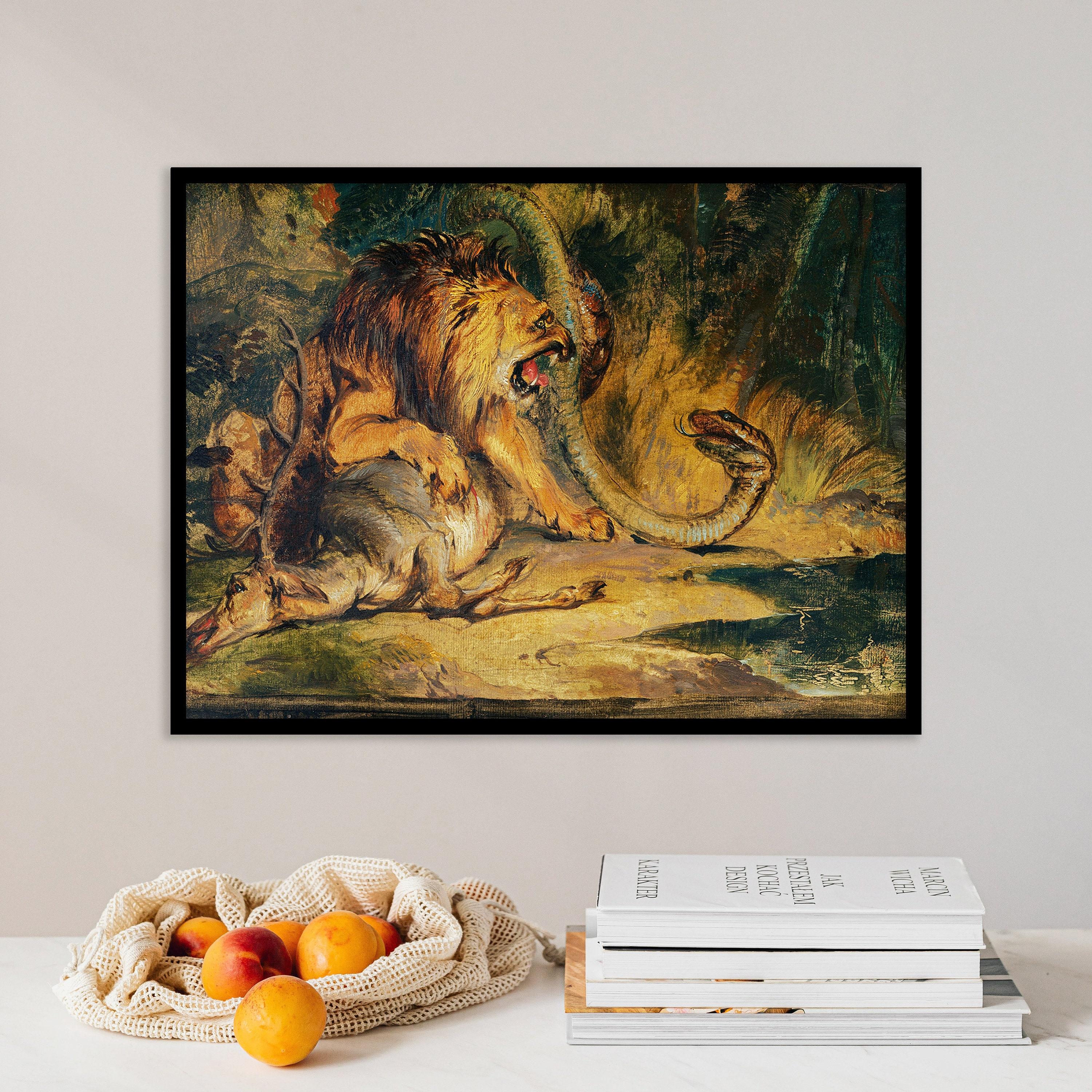 Edwin Henry Landseer Lion Defending Its Prey 1840 Trending Style Poster (No Frame) Edwin Henry Landseer Lion Defending Its Prey 1840 Trending Style Poster (No Frame)
