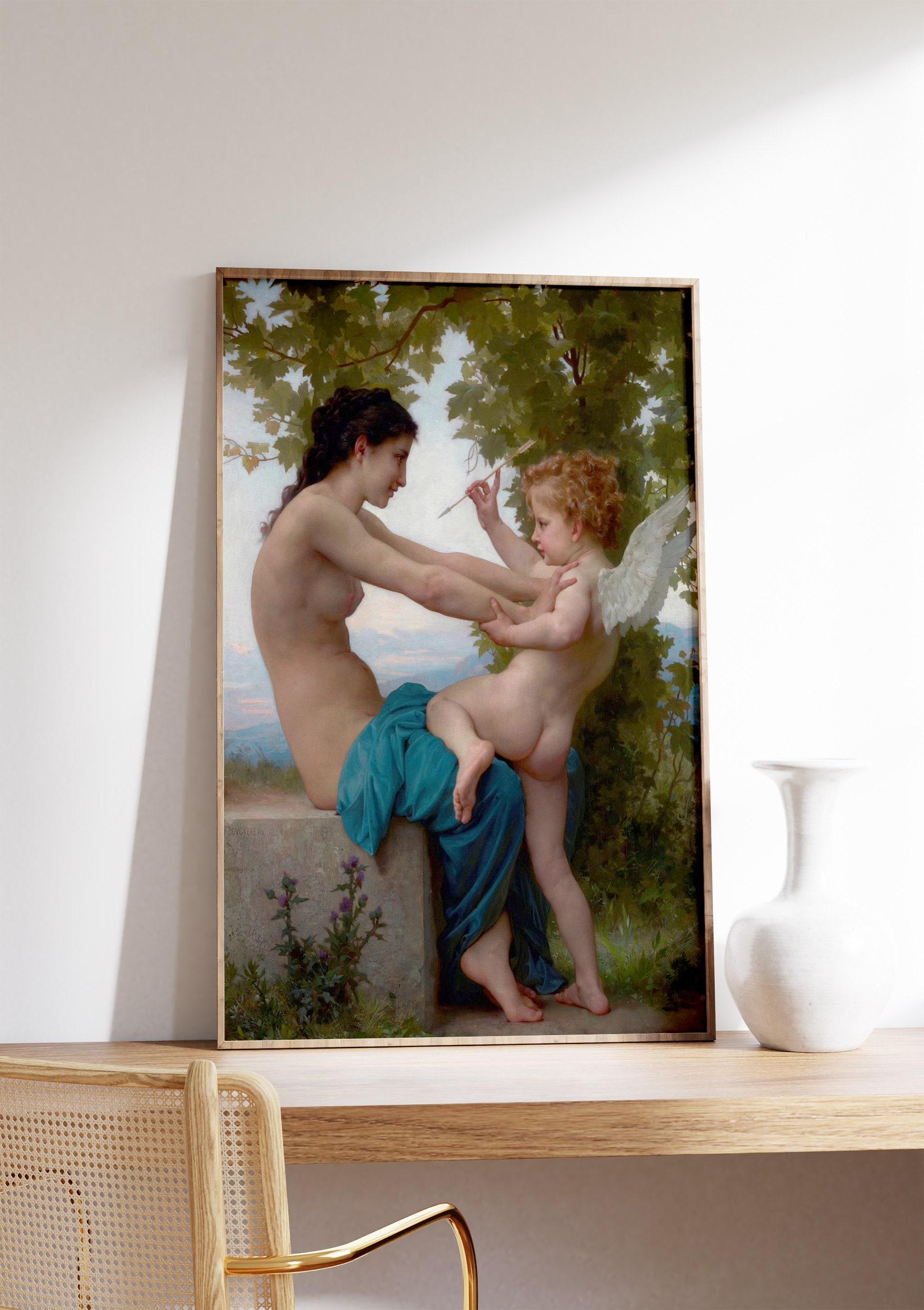 Girl Defending Herself Against Eros By William Bouguereau Vintage Trending Style Poster (No Frame) Girl Defending Herself Against Eros By William Bouguereau Vintage Trending Style Poster (No Frame)