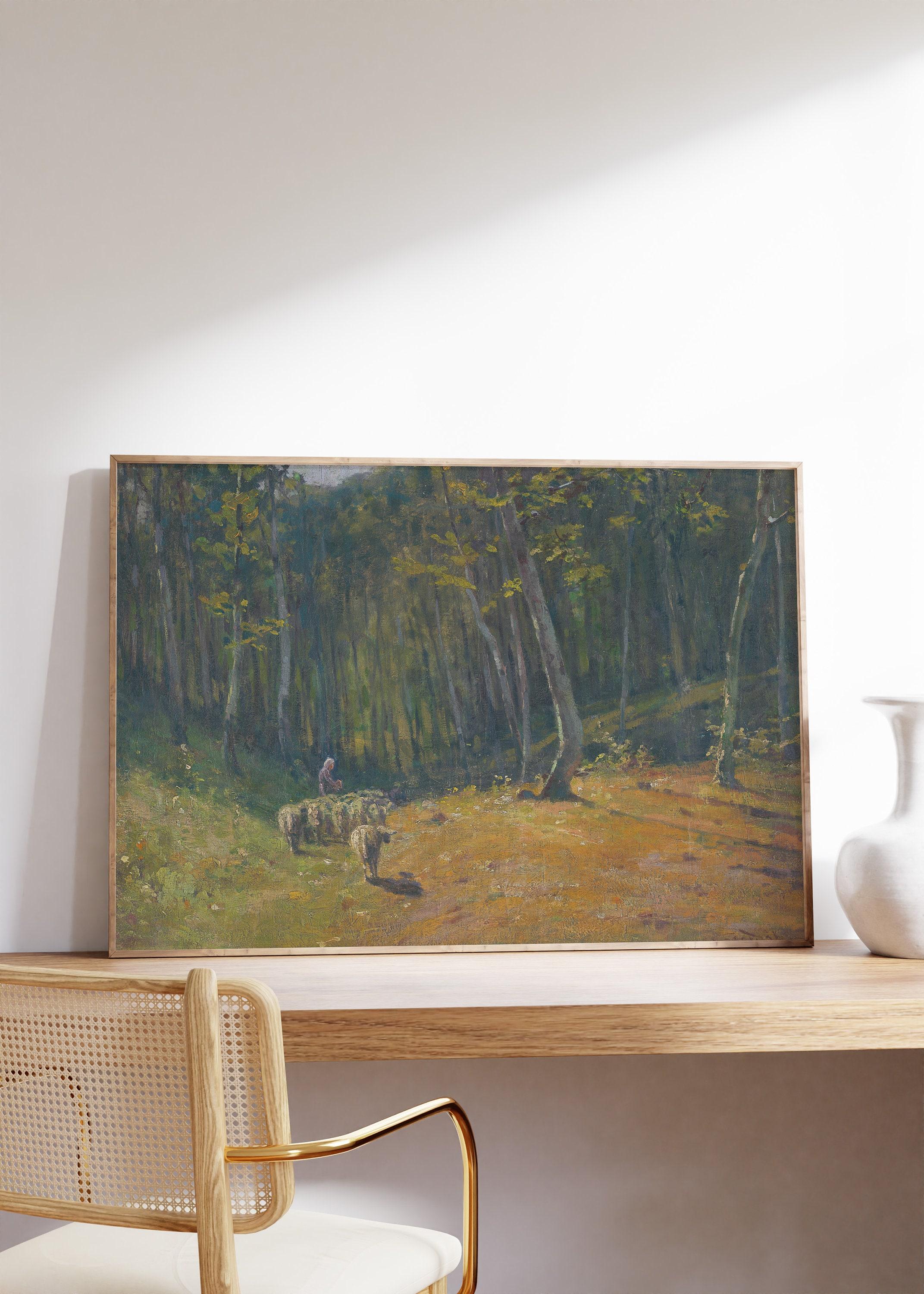 Lajos Csordk Wood With Sheep 1900 Vintage Trending Style Poster (No Frame) Lajos Csordk Wood With Sheep 1900 Vintage Trending Style Poster (No Frame)