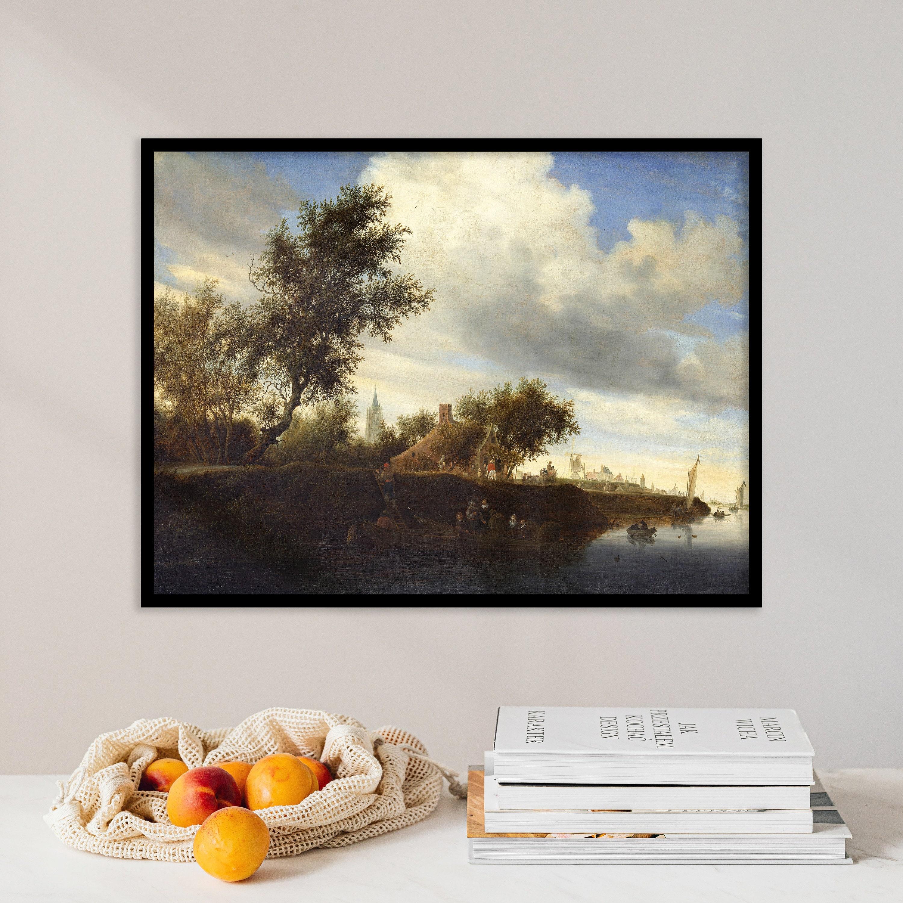 Salomon Van Ruysdael Ferry Near Gorinchem 1646 Landscape Limited Edition Posters (No Frame)