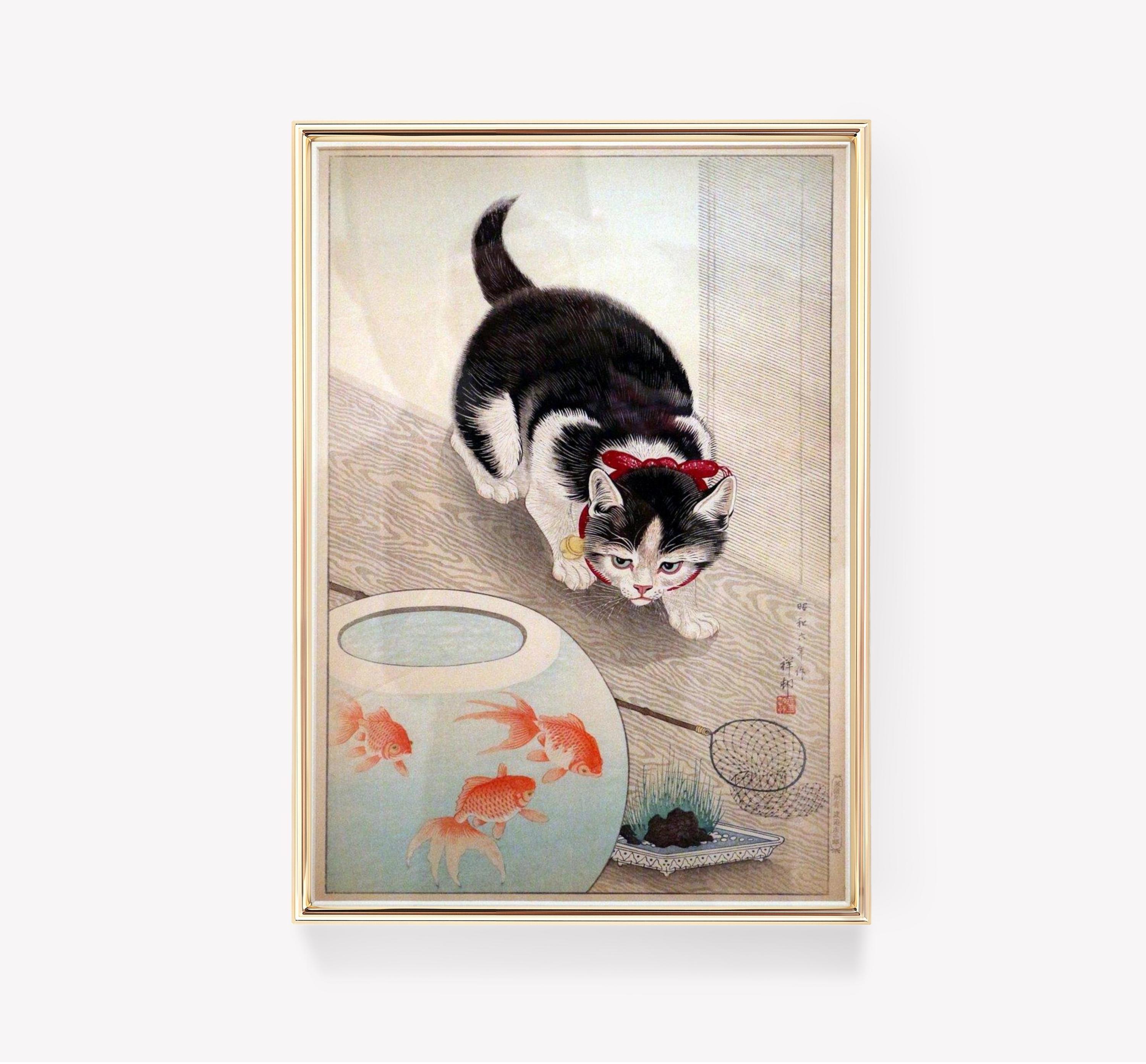 Utagawa Kuniyoshi Art Cat Goldfish Trending Style Poster (No Frame) Utagawa Kuniyoshi Art Cat Goldfish Trending Style Poster (No Frame)